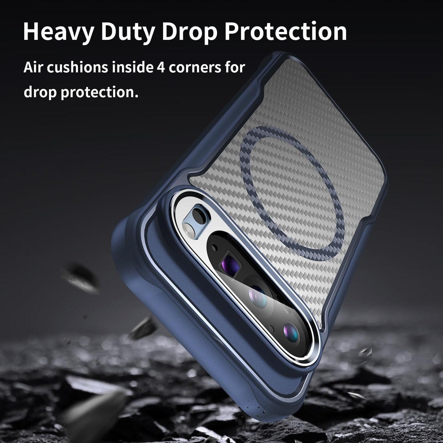 iTape Magnetic carbon fibre case for Google Pixel 9 Pro, support wireless charging, carbon fibre shockproof slim case Black