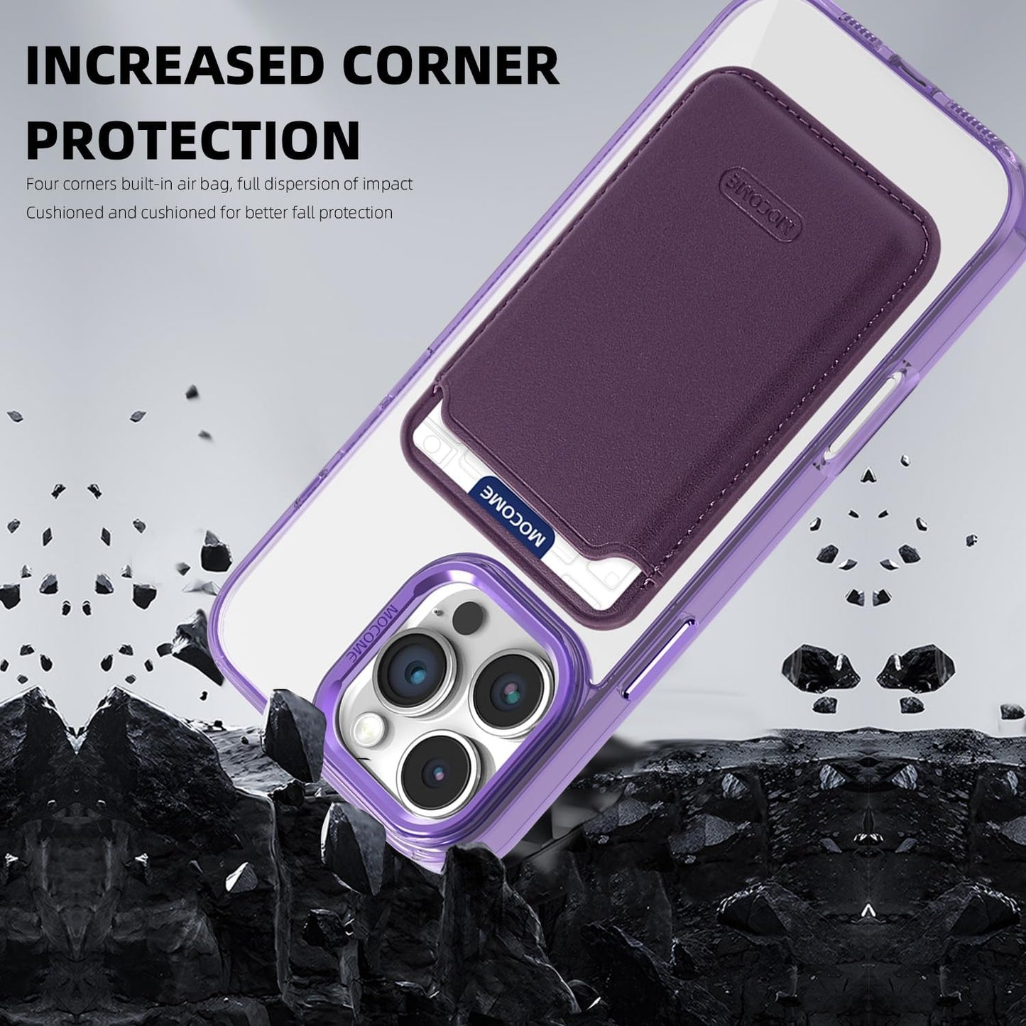 Magnetic transparent phone case for iPhone 16 Pro max, supports wireless charging, military-grade drop-proof, compatible with iPhone 16 Pro max Car magnetic bracket 2 in 1 magnetic card holder