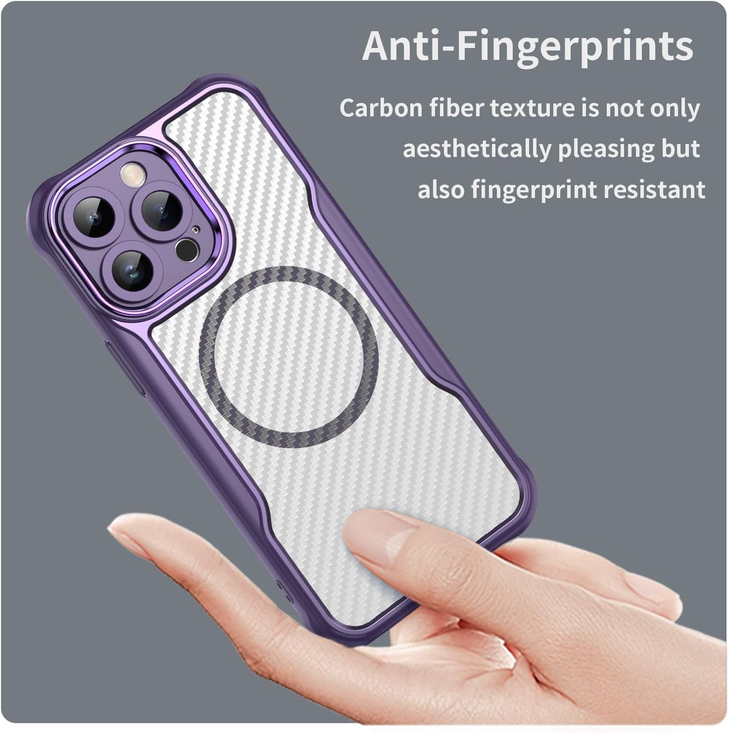 Magnetic carbon fibre case for iPhone 14 Pro max, support wireless charging, carbon fibre shockproof slim case Green