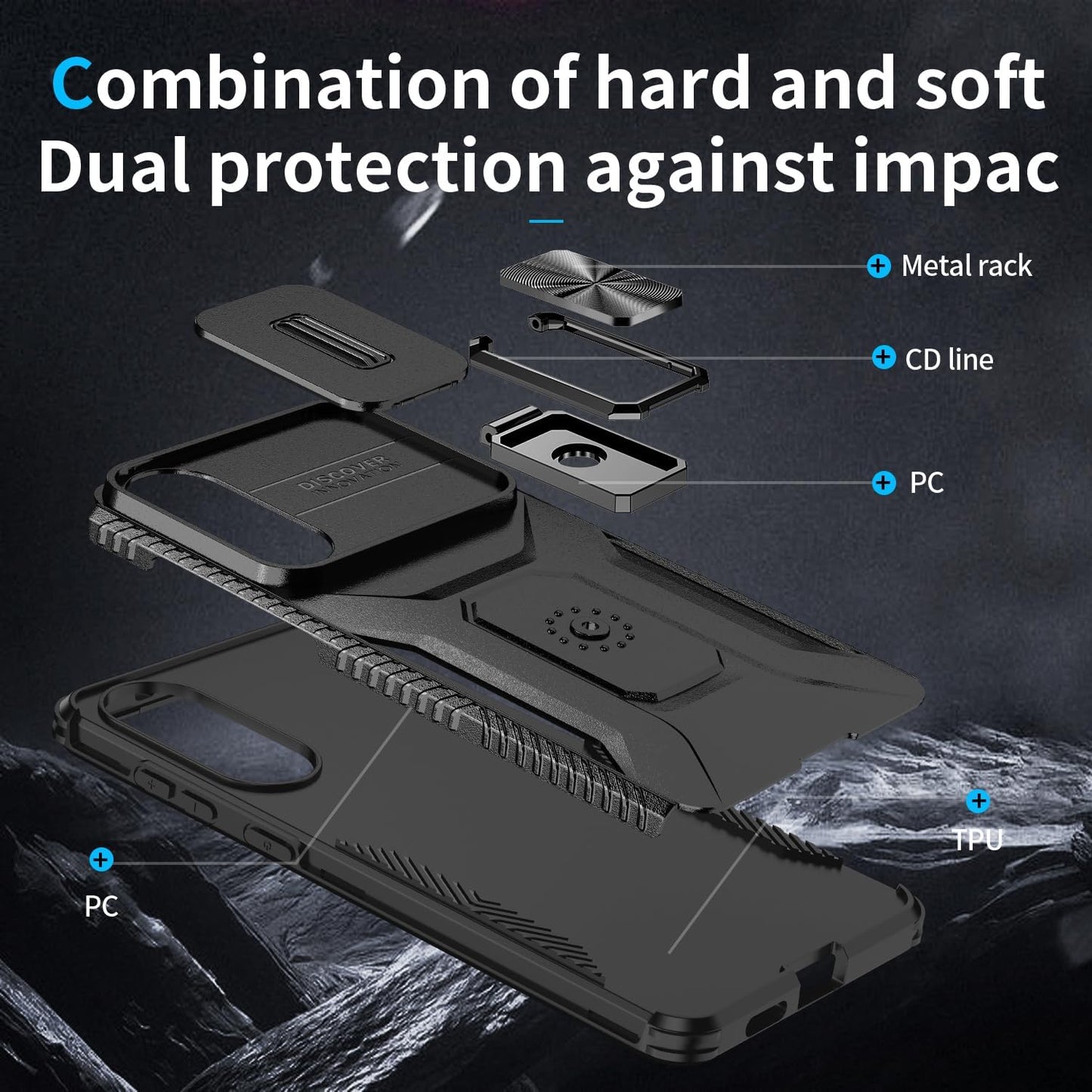 Magnetic car mount 2 in 1 phone case for Samsung Galaxy S25 Edge, double layer shockproof and drop-proof protective case. 360° rotating bracket finger ring buckle push window lens protection