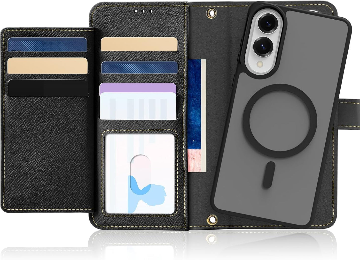 iTape Two-in-one magnetic mobile phone case for Samsung Galaxy S25 Edge, wallet-style mobile phone case with silicone shockproof protective shell supports wireless charging Light Blue