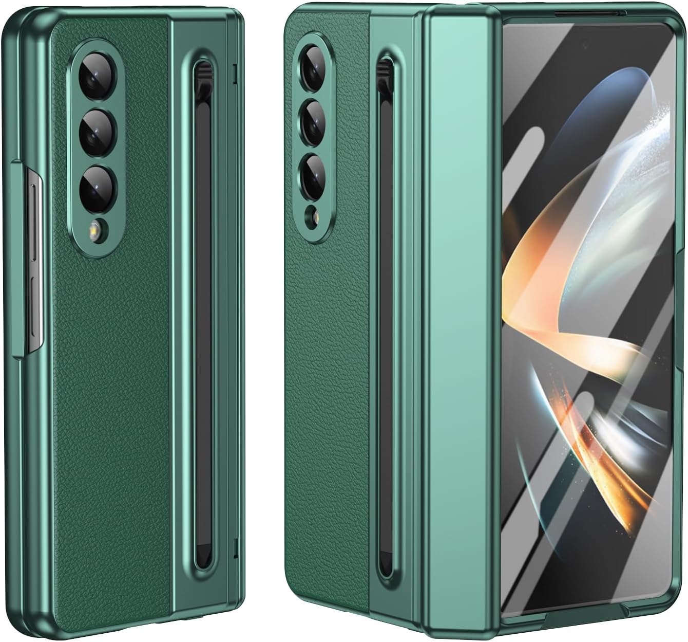 iTape Lightweight phone case for Samsung Galaxy Z Fold4, hinged case supports wireless charging with lens protection, screen protector, complimentary stylus, drop-proof and fingerprint resistant Blue