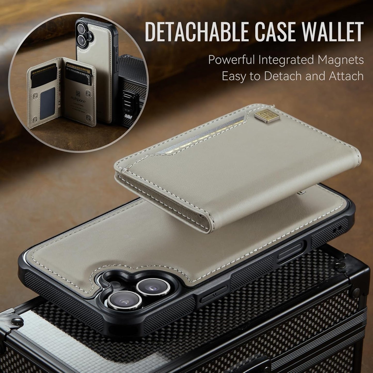 Double magnetic card holder mobile phone case for iPhone 16, RFID (anti-theft), supports car magnetic suction function + multi-directional bracket Blue