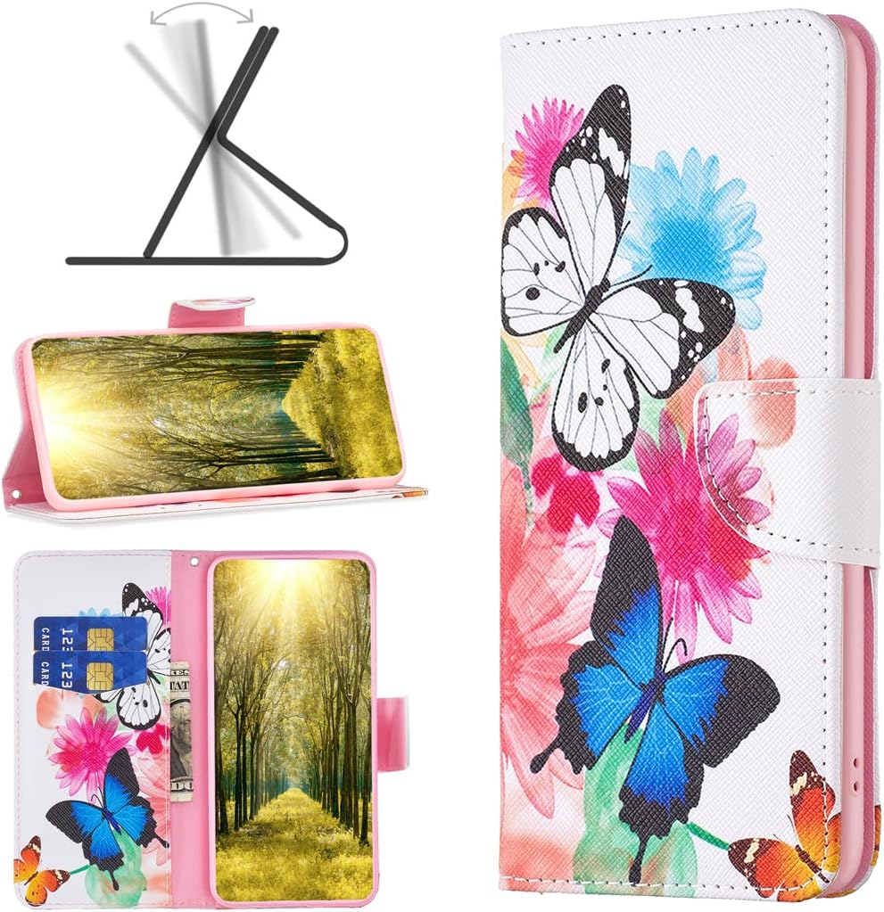 Painted phone case for iPhone 16E, magnetic closure wallet case, multiple card slots, wallet, flip cover, shockproof protection