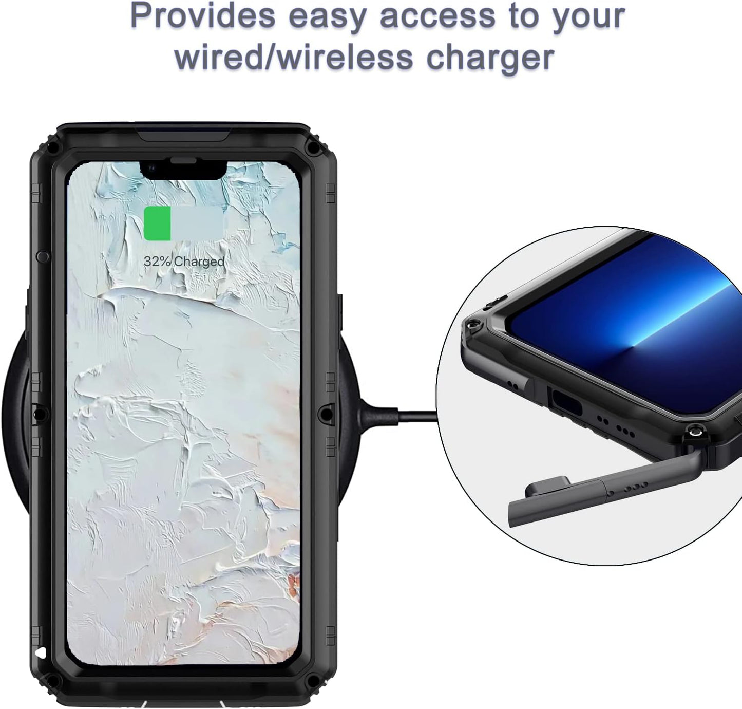 Case for iPhone 13 Pro max, 360° Waterproof IP68 Shockproof Hard Shell Metal Military Heavy Duty Rugged Protective Case for iPhone 13 Pro max Magnetic Wireless Charging Red