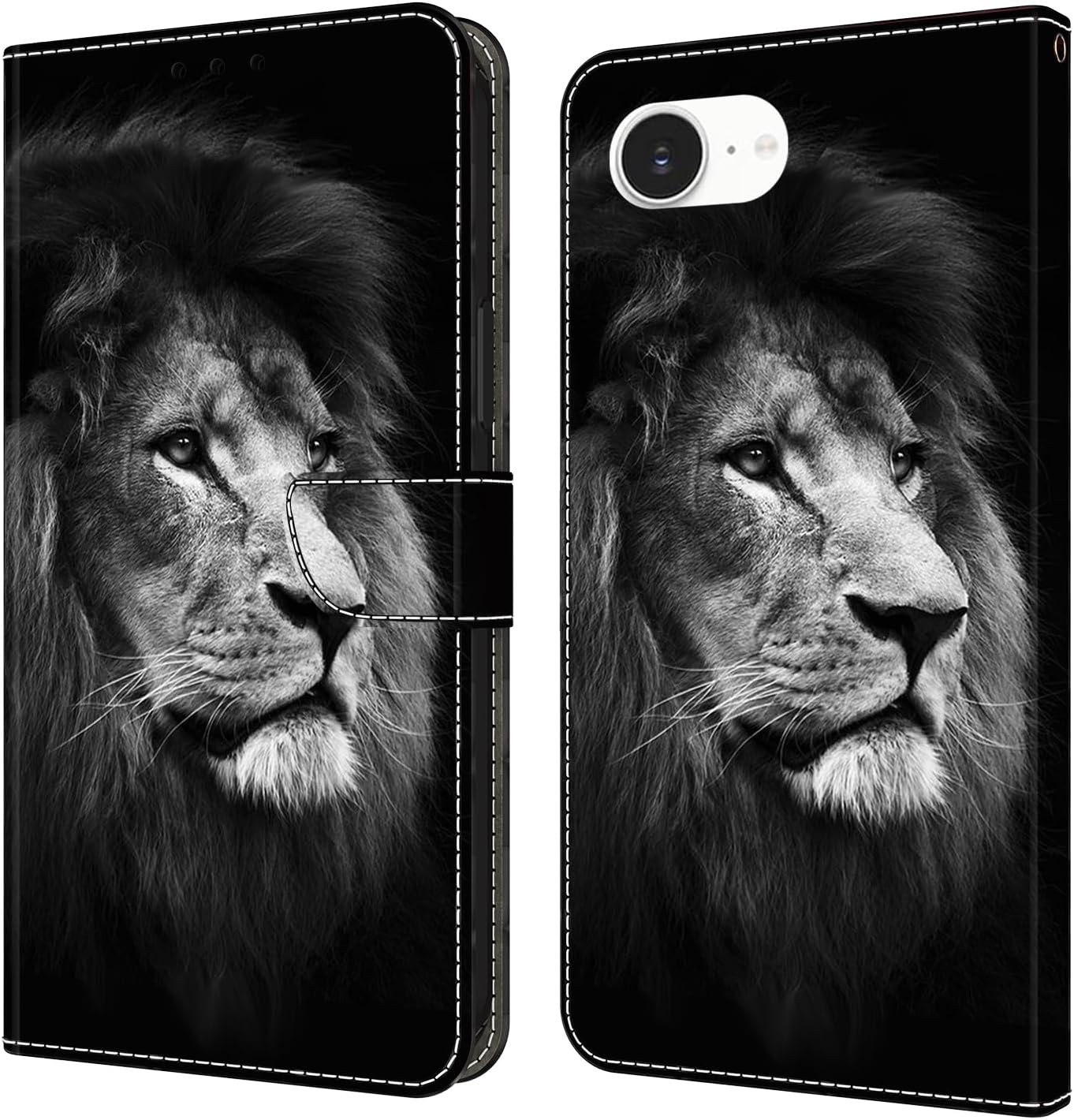 Graffiti wallet phone case for iPhone 16E, shockproof phone case, card slot wallet, flip stand phone case Mandala animal feather pattern