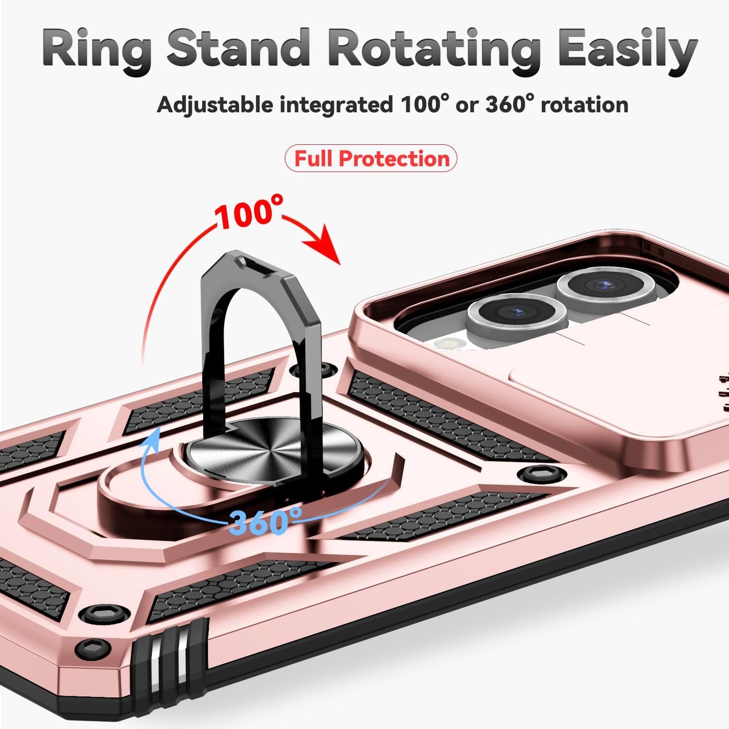 iTape Magnetic Car Mount 2 in 1 Phone Case for Samsung Galaxy S25 Edge 5G, Military Grade Protective Case, Phone Case Built-in 360° Rotating Ring Bracket Buckle Push Window Lens Protection Red