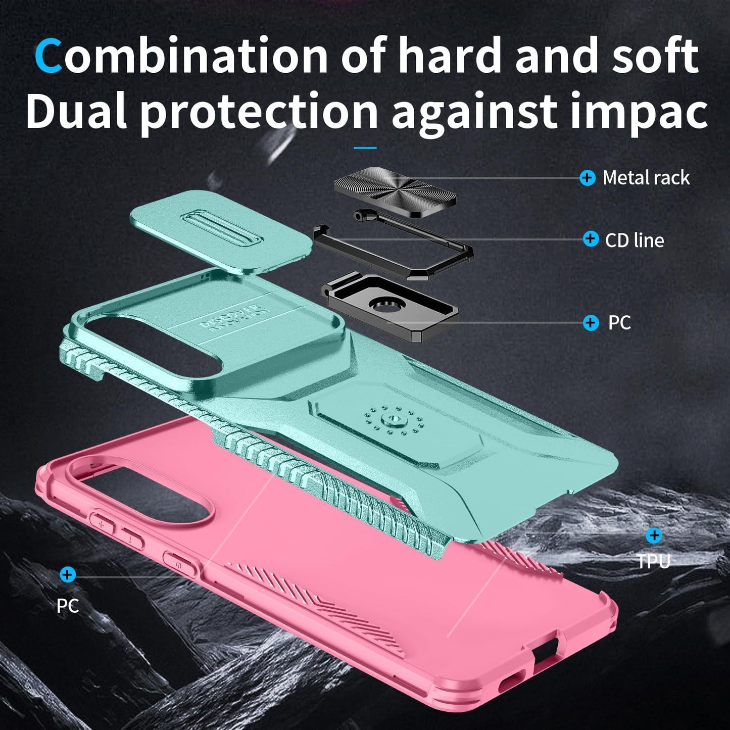 Magnetic car mount 2 in 1 phone case for Samsung Galaxy S25 Edge, double layer shockproof and drop-proof protective case. 360° rotating bracket finger ring buckle push window lens protection