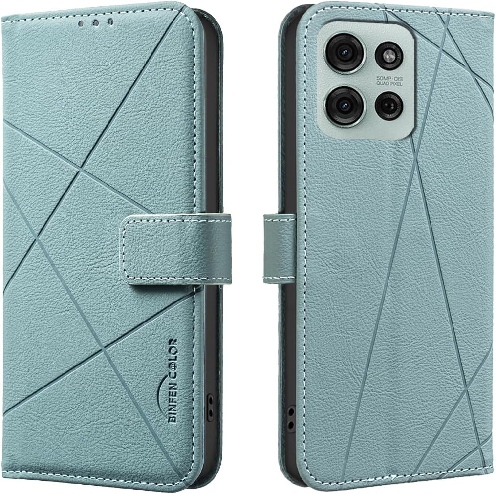 iTape Wallet phone case for Motorola Moto G75, RFID anti-theft wallet, pressed edge leather case flip cover stand Blue