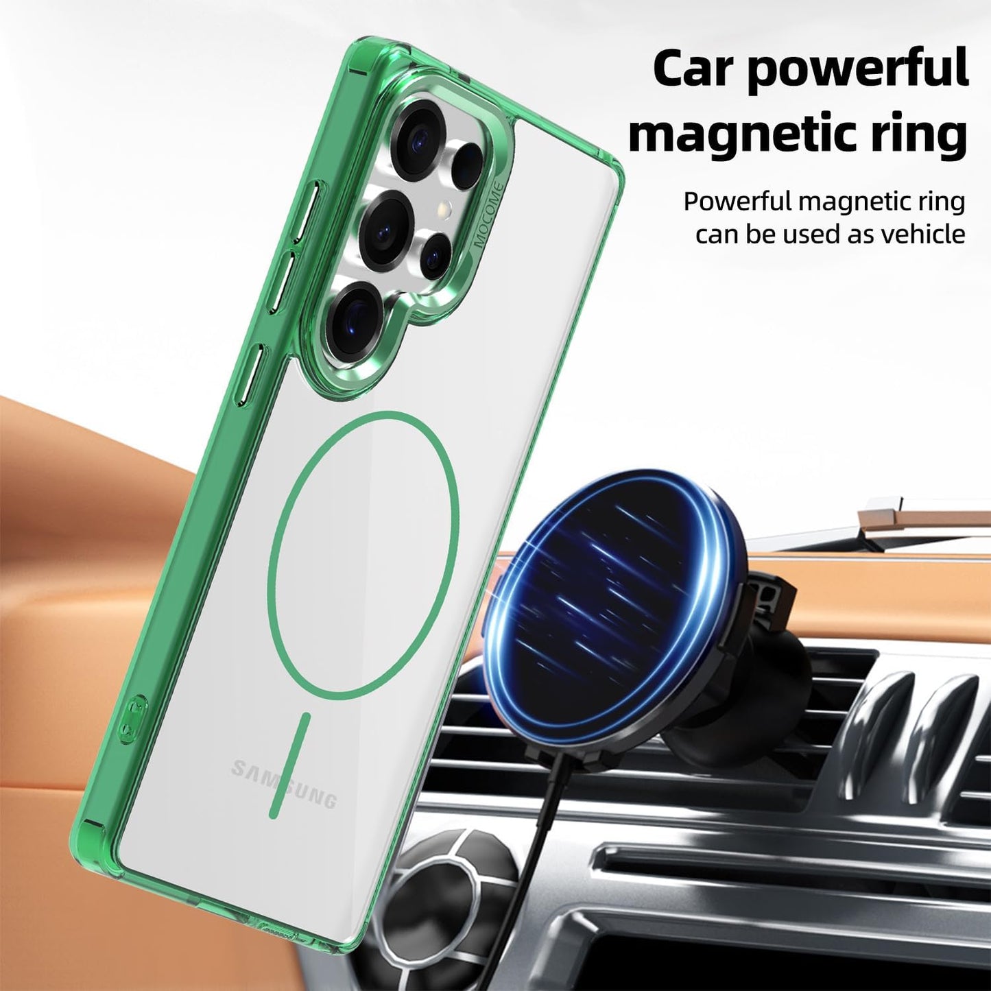 iTape Magnetic transparent phone case for Samsung Galaxy S25 Ultra, supports wireless charging, military-grade drop-proof, Car magnetic bracket 2 in 1 magnetic card holder