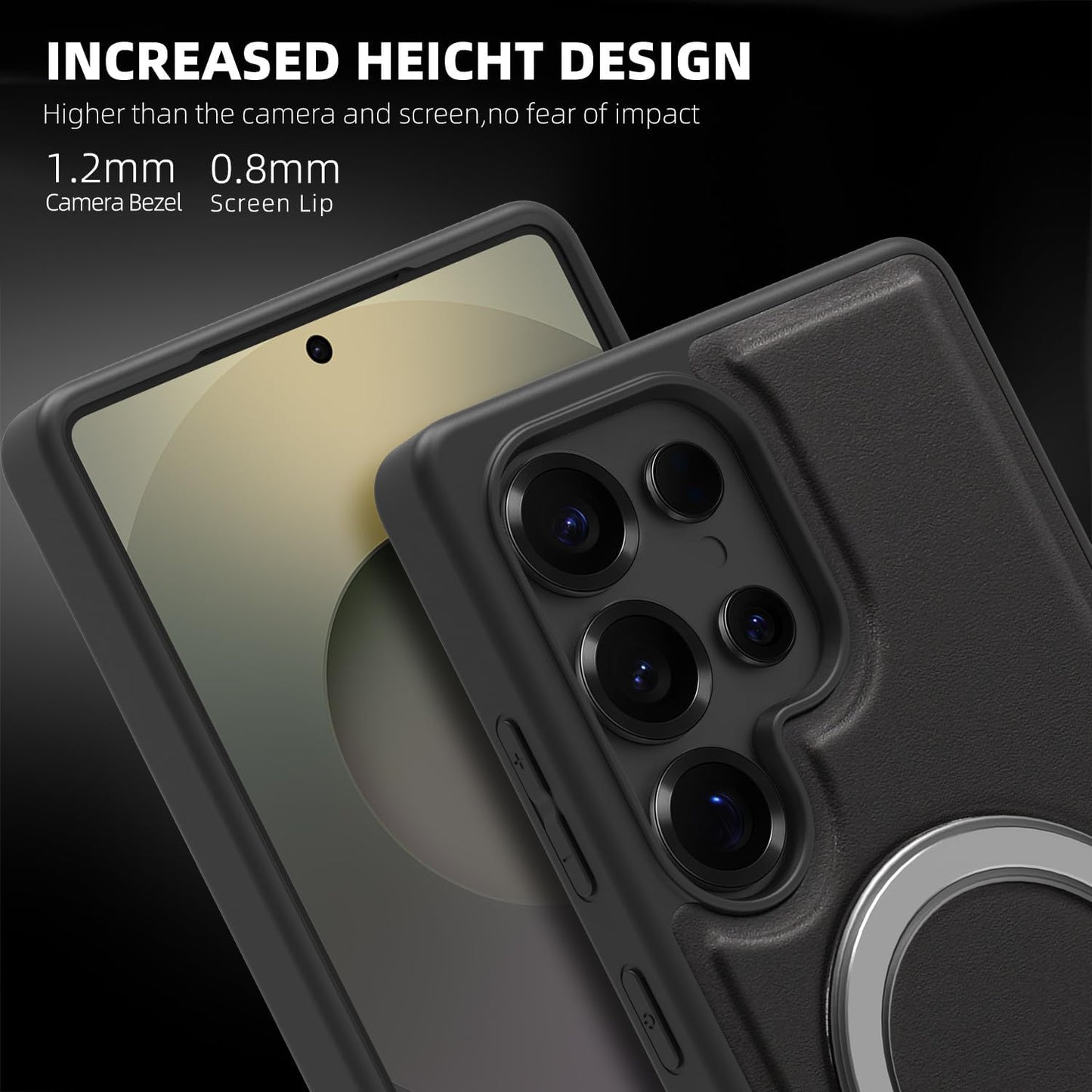 iTape Magnetic phone case for Samsung Galaxy S25 Ultra, silver magnetic ring supports wireless charging, military-grade drop resistance, compatible with Samsung Galaxy S25 Ultra