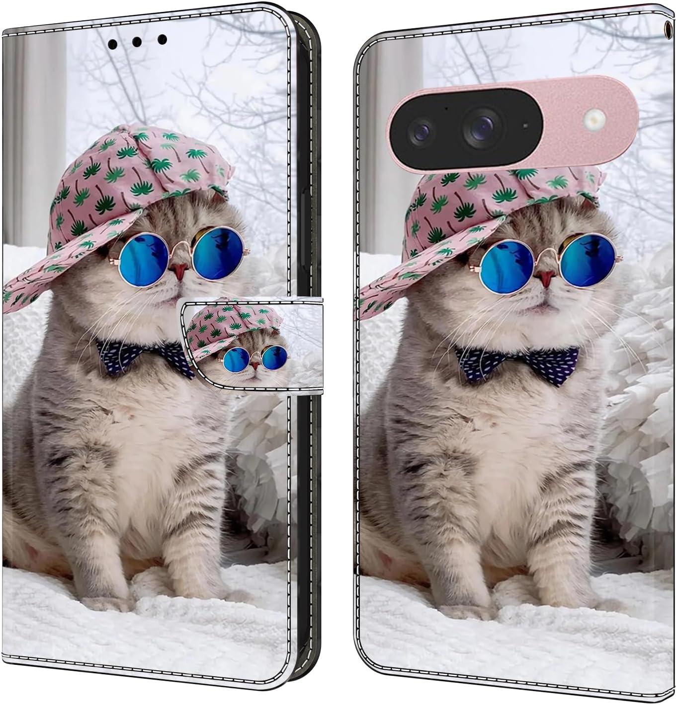 iTape Graffiti wallet phone case for Google Pixel 9, shockproof phone case, card slot wallet, flip stand phone case