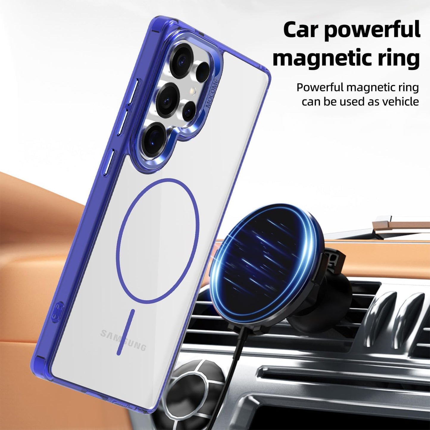 iTape Magnetic transparent phone case for Samsung Galaxy S25 Ultra, supports wireless charging, military-grade drop-proof, Car magnetic bracket 2 in 1 magnetic card holder