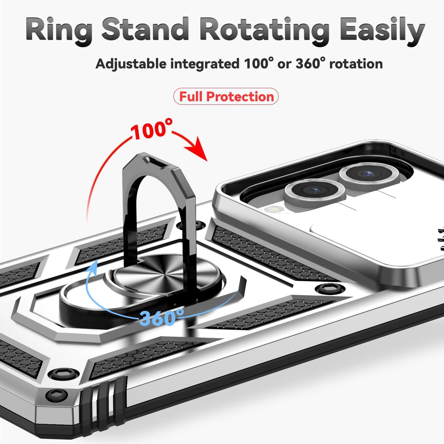 iTape Magnetic Car Mount 2 in 1 Phone Case for Samsung Galaxy S25 Edge 5G, Military Grade Protective Case, Phone Case Built-in 360° Rotating Ring Bracket Buckle Push Window Lens Protection Red