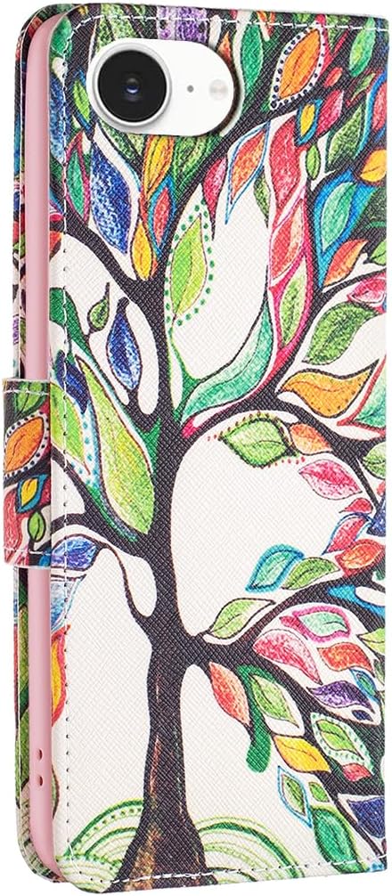 Painted phone case for iPhone 16E, magnetic closure wallet case, multiple card slots, wallet, flip cover, shockproof protection