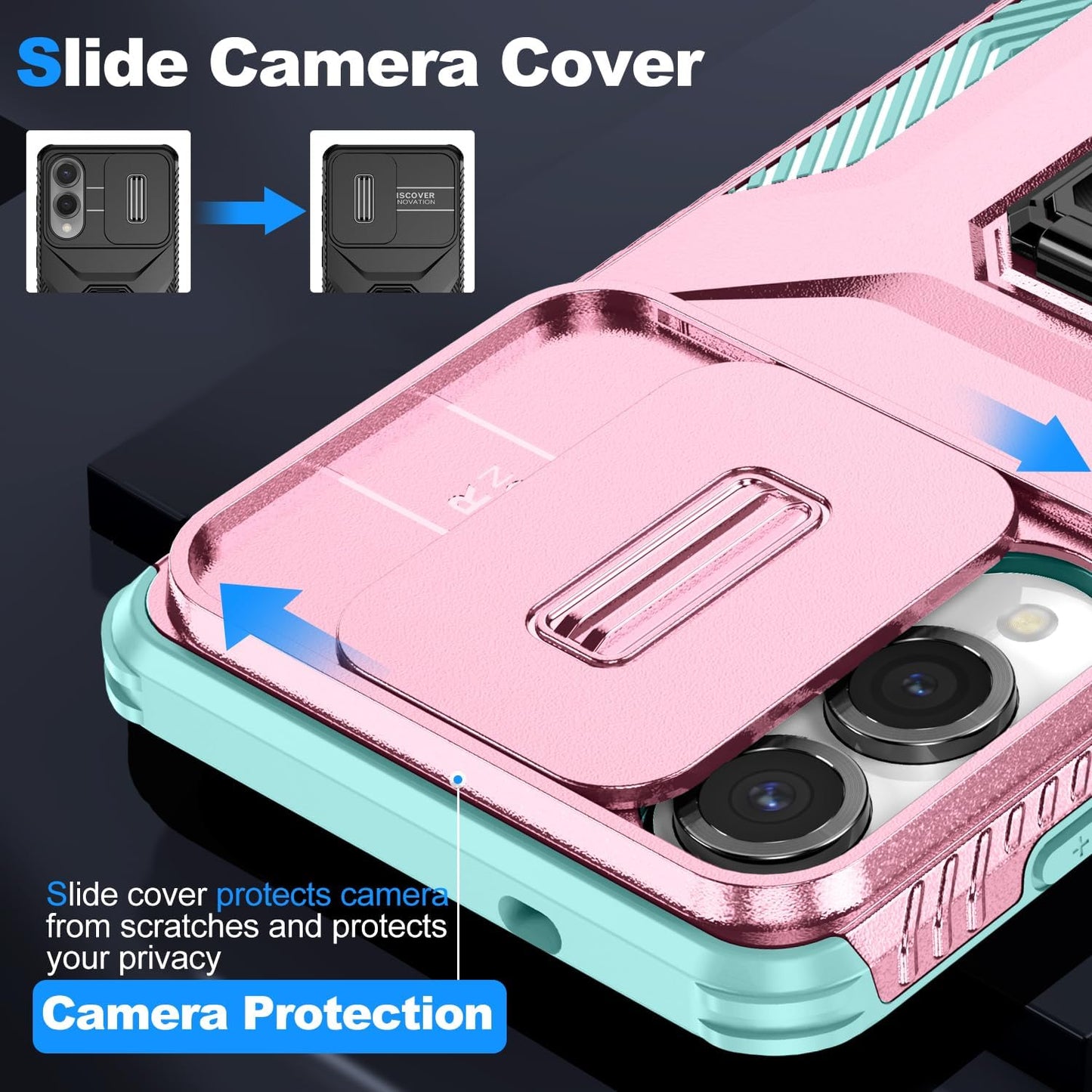 Magnetic car mount 2 in 1 phone case for Samsung Galaxy S25 Edge, double layer shockproof and drop-proof protective case. 360° rotating bracket finger ring buckle push window lens protection