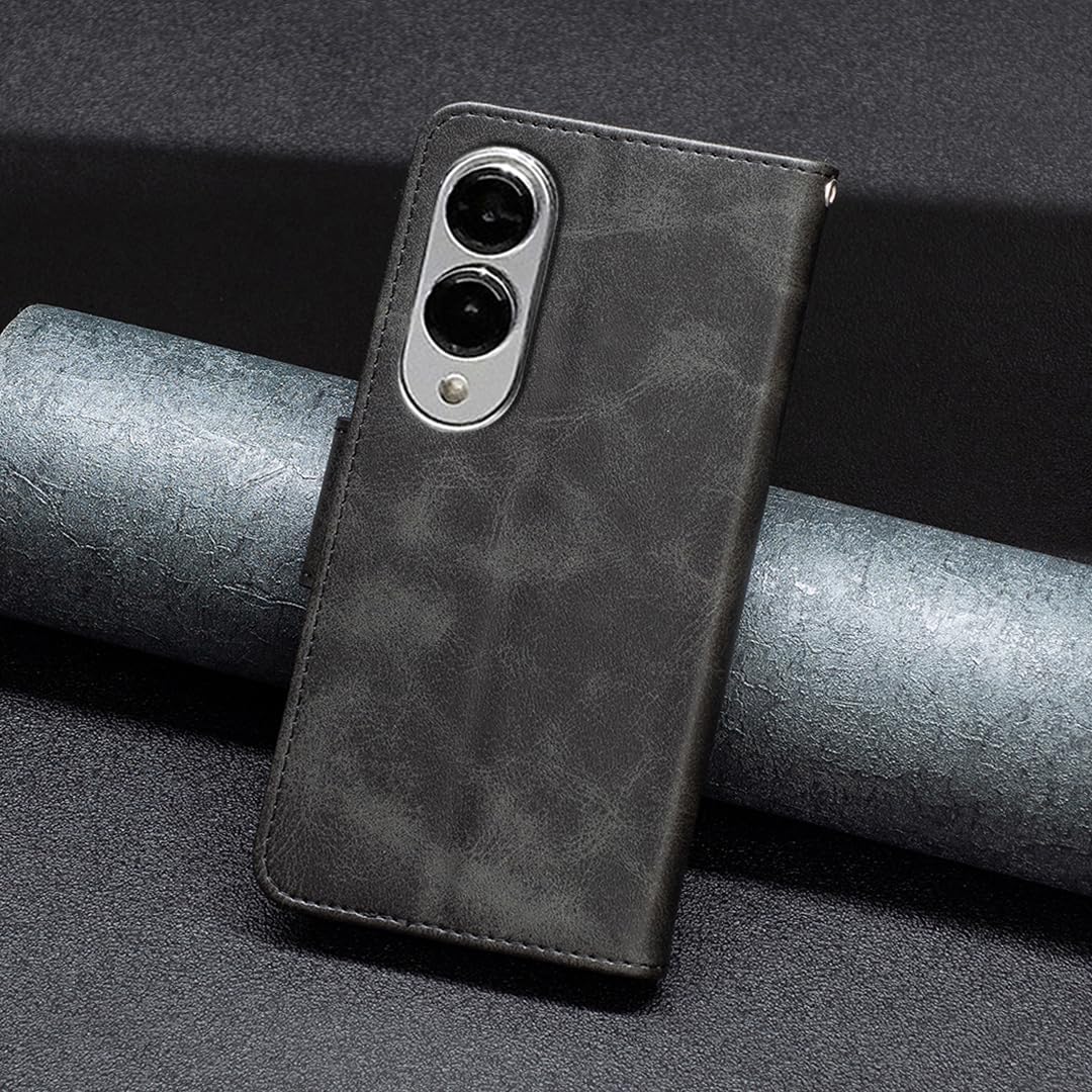 iTape Solid lambskin leather phone case for Samsung Galaxy S25 Edge, snap wallet style case, flip stand shock protection Brown