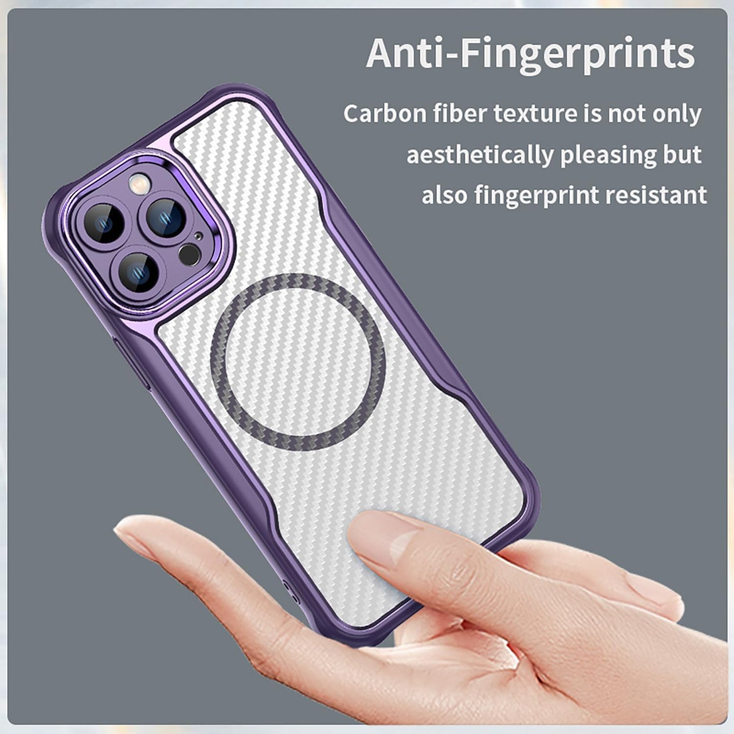 Magnetic carbon fibre case for iPhone 13 Pro max, support wireless charging, carbon fibre shockproof slim case Black