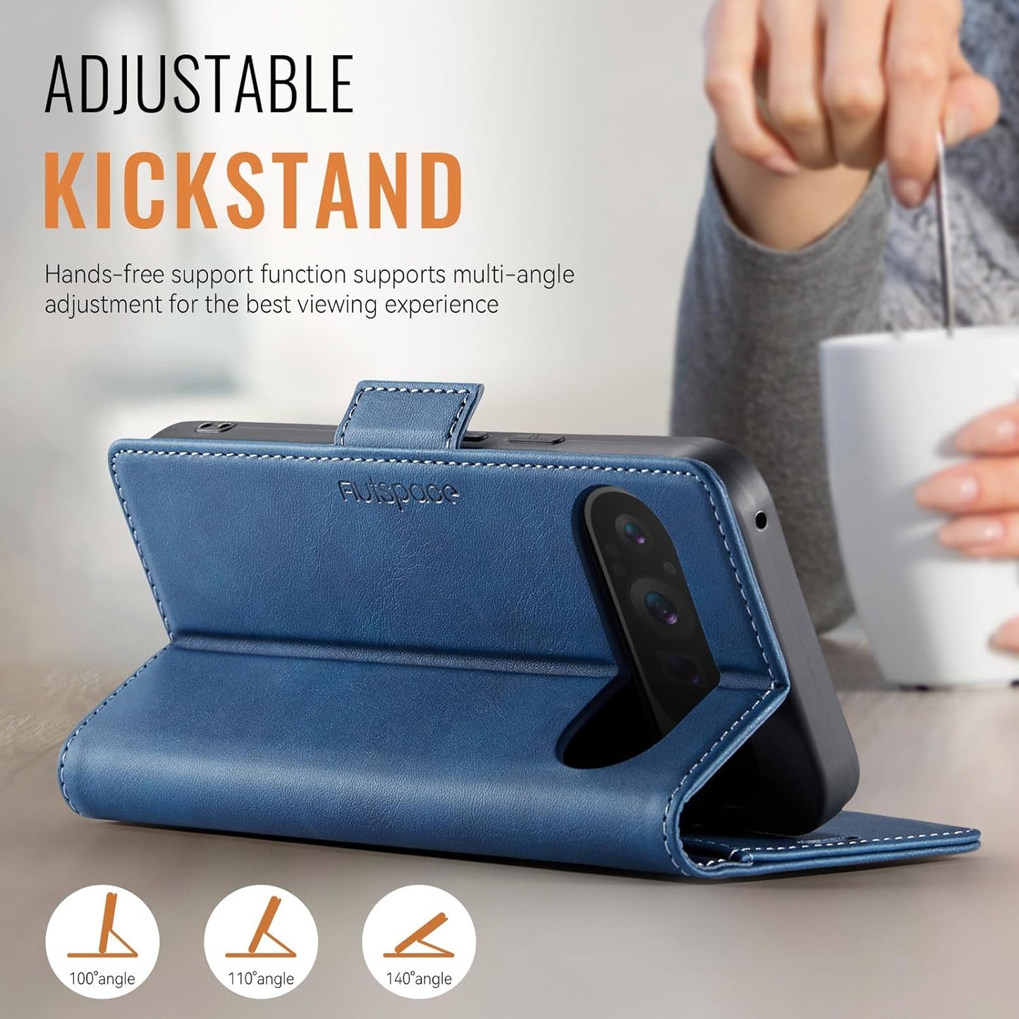iTape Soft leather wallet case for Google Pixel 9Pro, RFID (anti-theft), wallet card slot flip cover stand for Google Pixel 9Pro Support wireless charging Brown