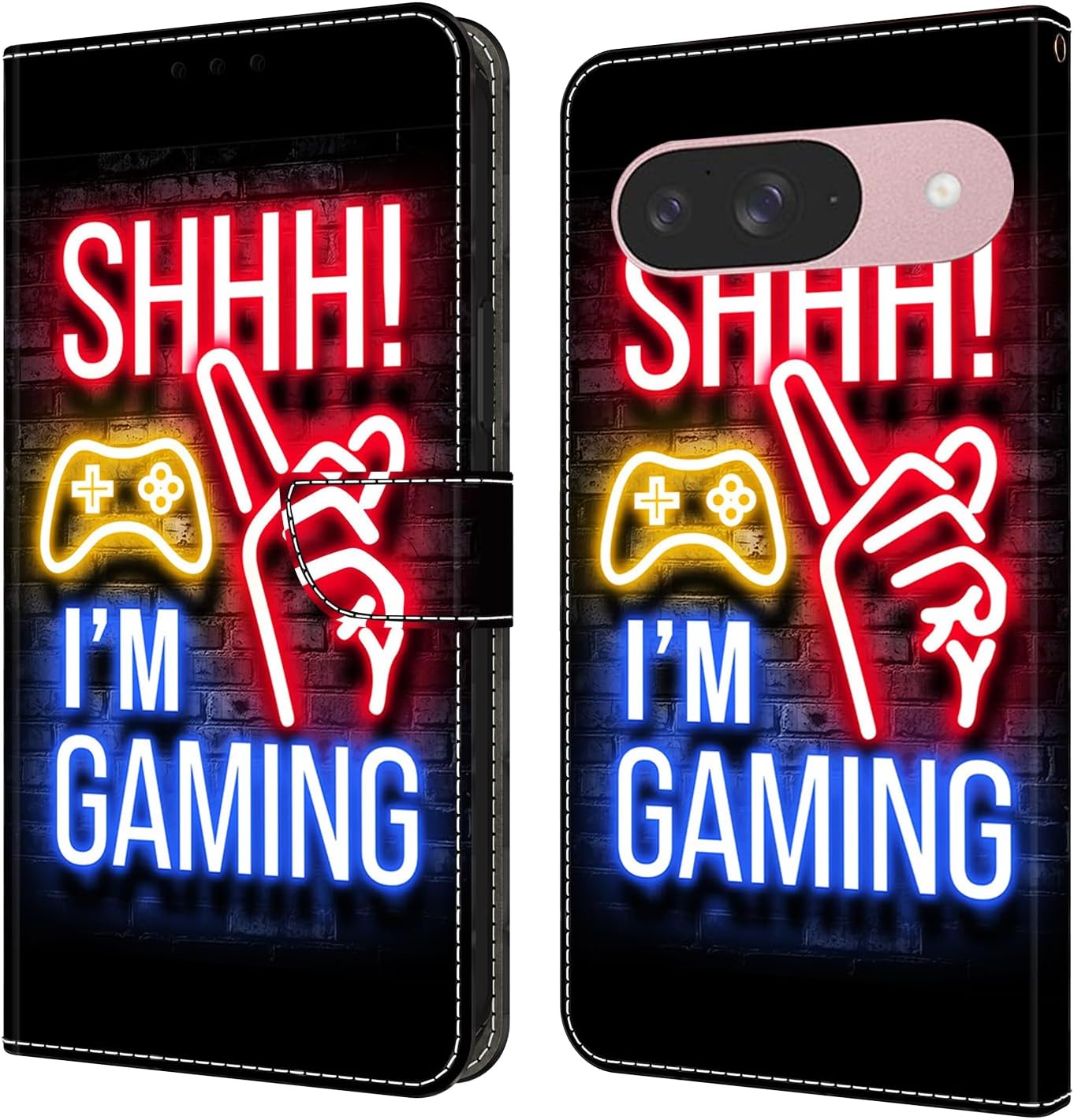 iTape Graffiti wallet phone case for Google Pixel 9, shockproof phone case, card slot wallet, flip stand phone case