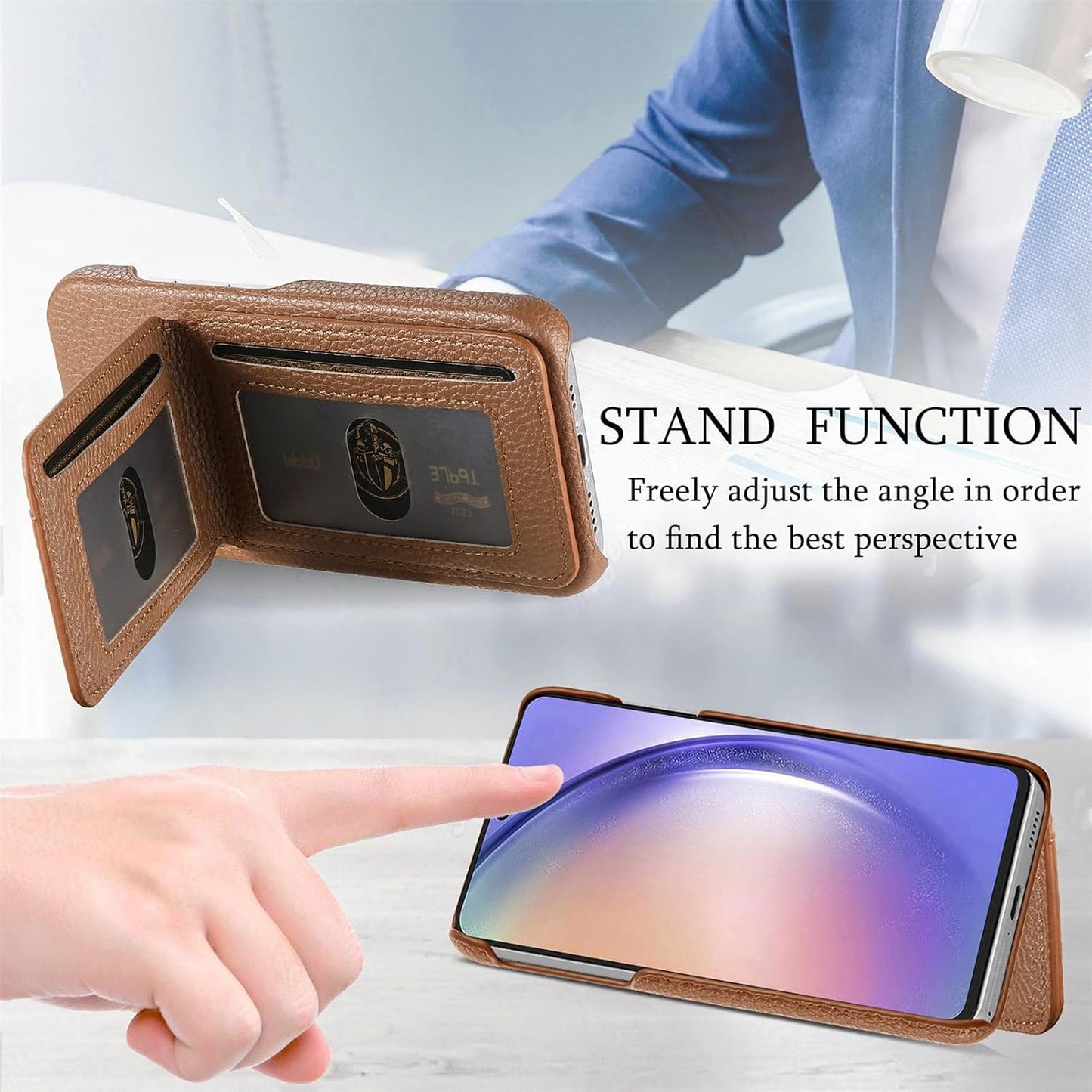 iTape 2 in 1 Wallet Phone Case for OPPO Find X8 Pro, Shockproof Ultra-thin Phone Case, RFID Anti-theft Wallet Brown