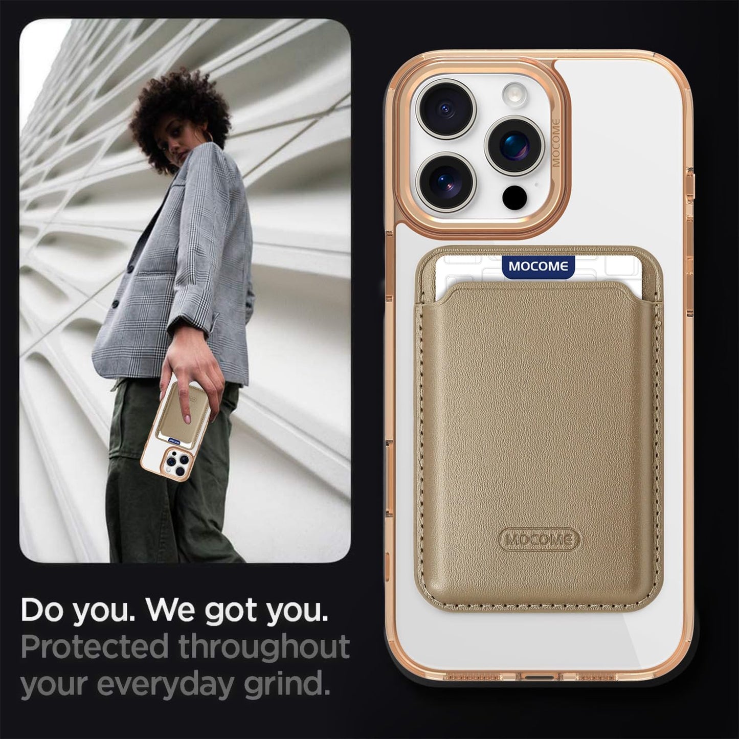 Magnetic transparent phone case for iPhone 16 Pro max, supports wireless charging, military-grade drop-proof, compatible with iPhone 16 Pro max Car magnetic bracket 2 in 1 magnetic card holder