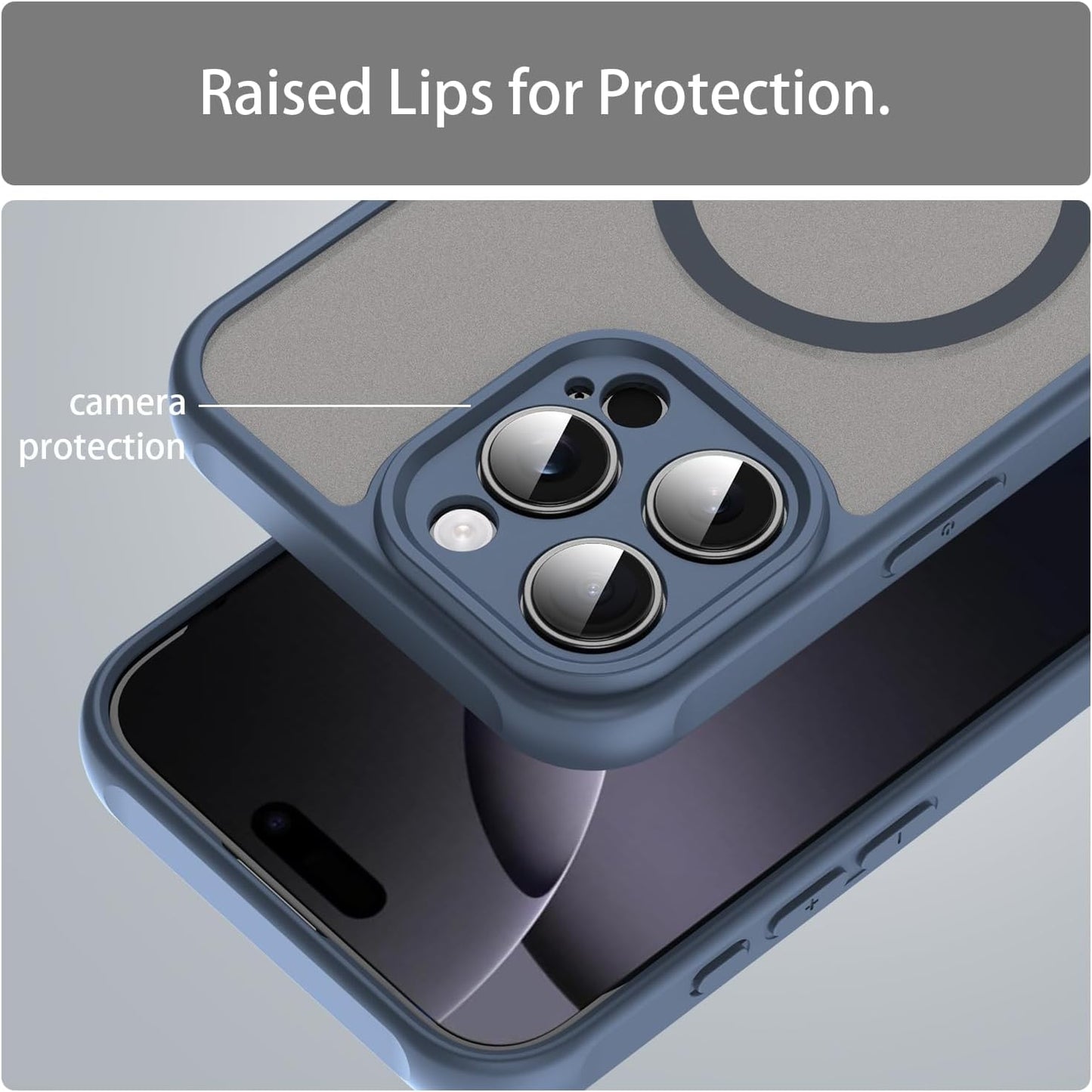 Magnetic translucent case for iPhone 16 Pro max, supports wireless charging, Shockproof slim protective case for iPhone 16 Pro max Shock-resistant slim case Blue