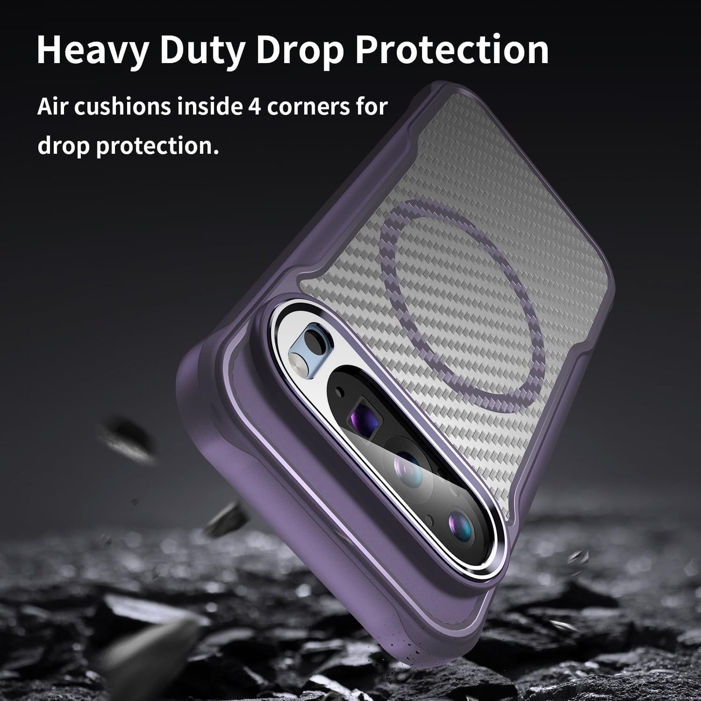 iTape Magnetic carbon fibre case for Google Pixel 9 Pro, support wireless charging, carbon fibre shockproof slim case Black