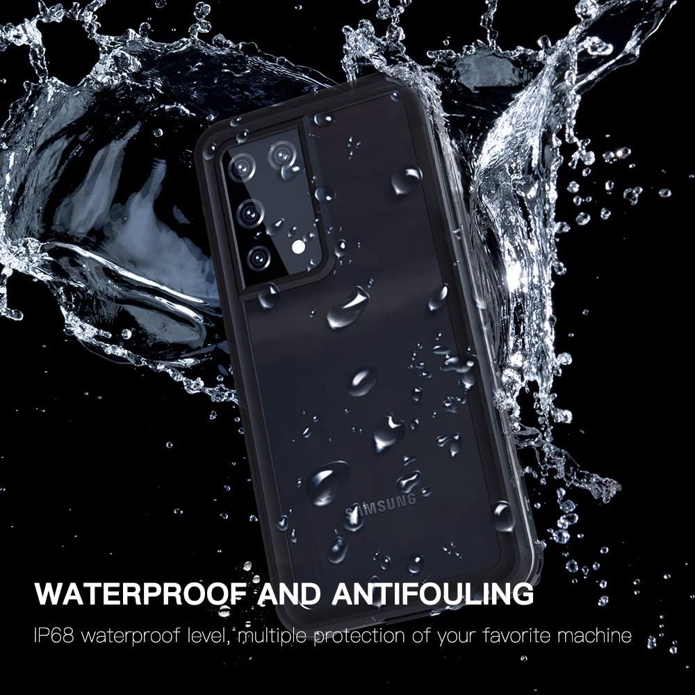 Waterproof Phone Case for Samsung Galaxy S21 ultra, Full Coverage Shell, Built-in Screen Protection 360° Full Body Heavy Duty Shockproof IP68 Underwater Phone Case for Galaxy S21 ultra, Lanyard