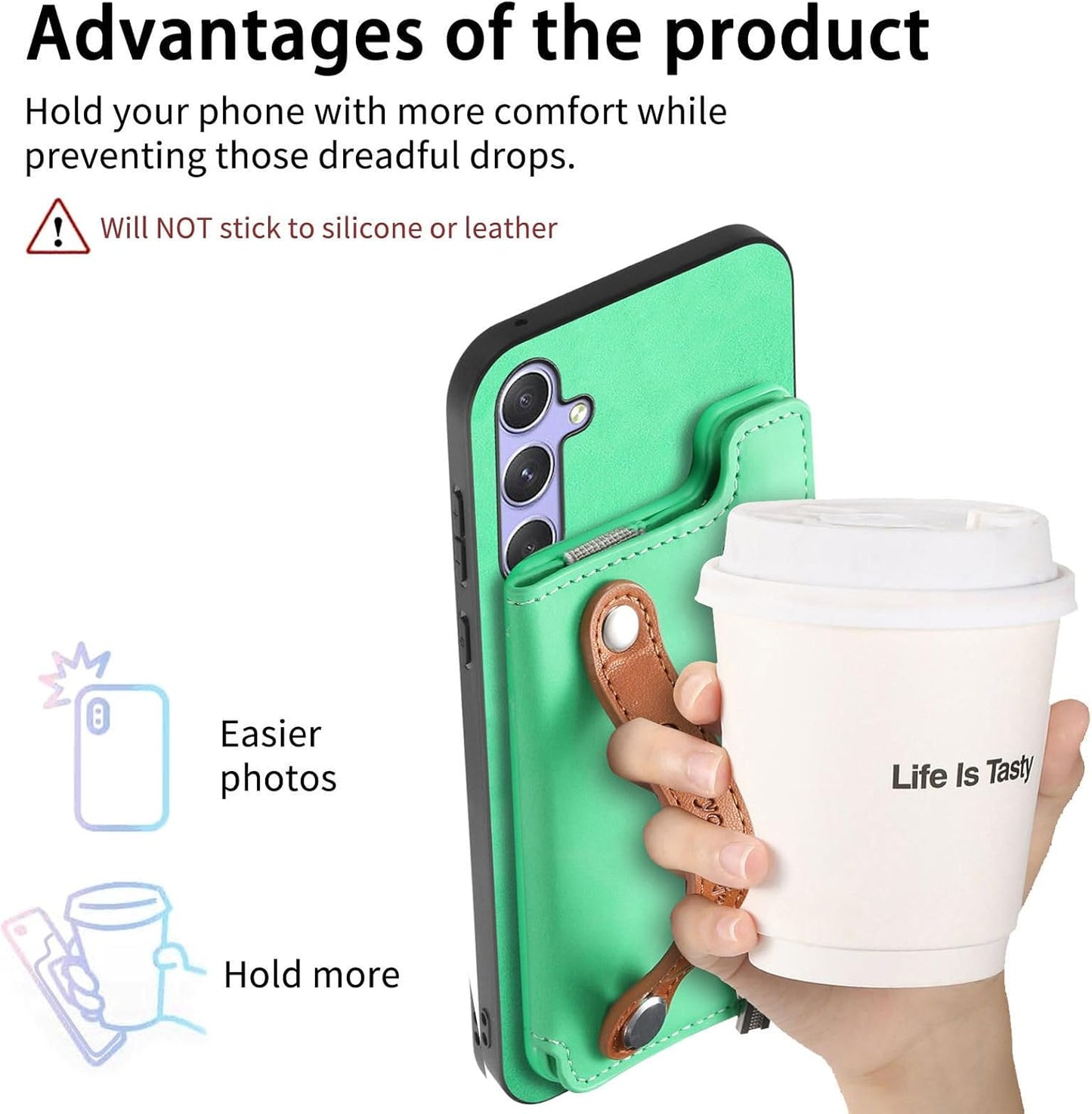 iTape Retro magnetic mobile phone case for Samsung Galaxy S25+, wireless charging magnetic car mount, Card slot, card holder, wrist strap bracket RFID anti-theft card Orange