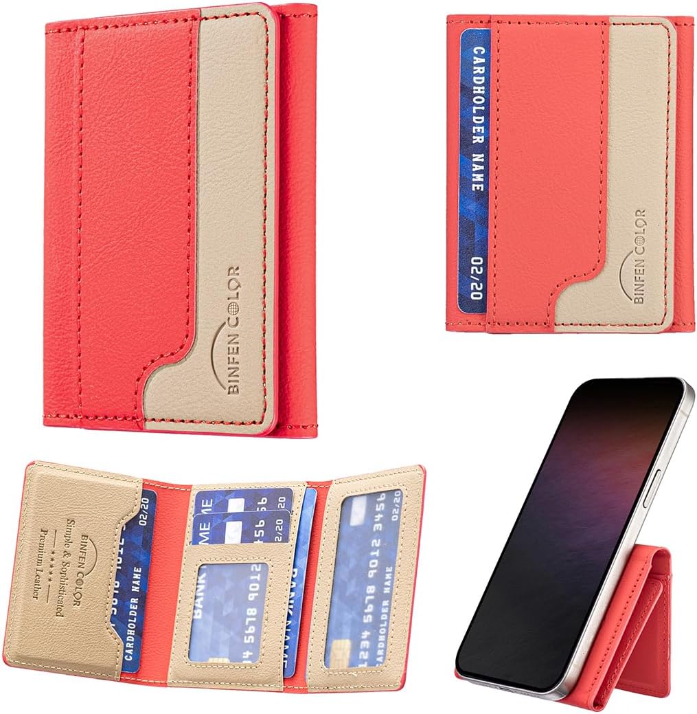 iTape Leather Magnetic Phone Wallet Compatible with Various Phone Models Android and iOS, Colorblock Horizontal Magnetic Card Holder Ultra-thin Wallet Card Holder Flip Stand Green