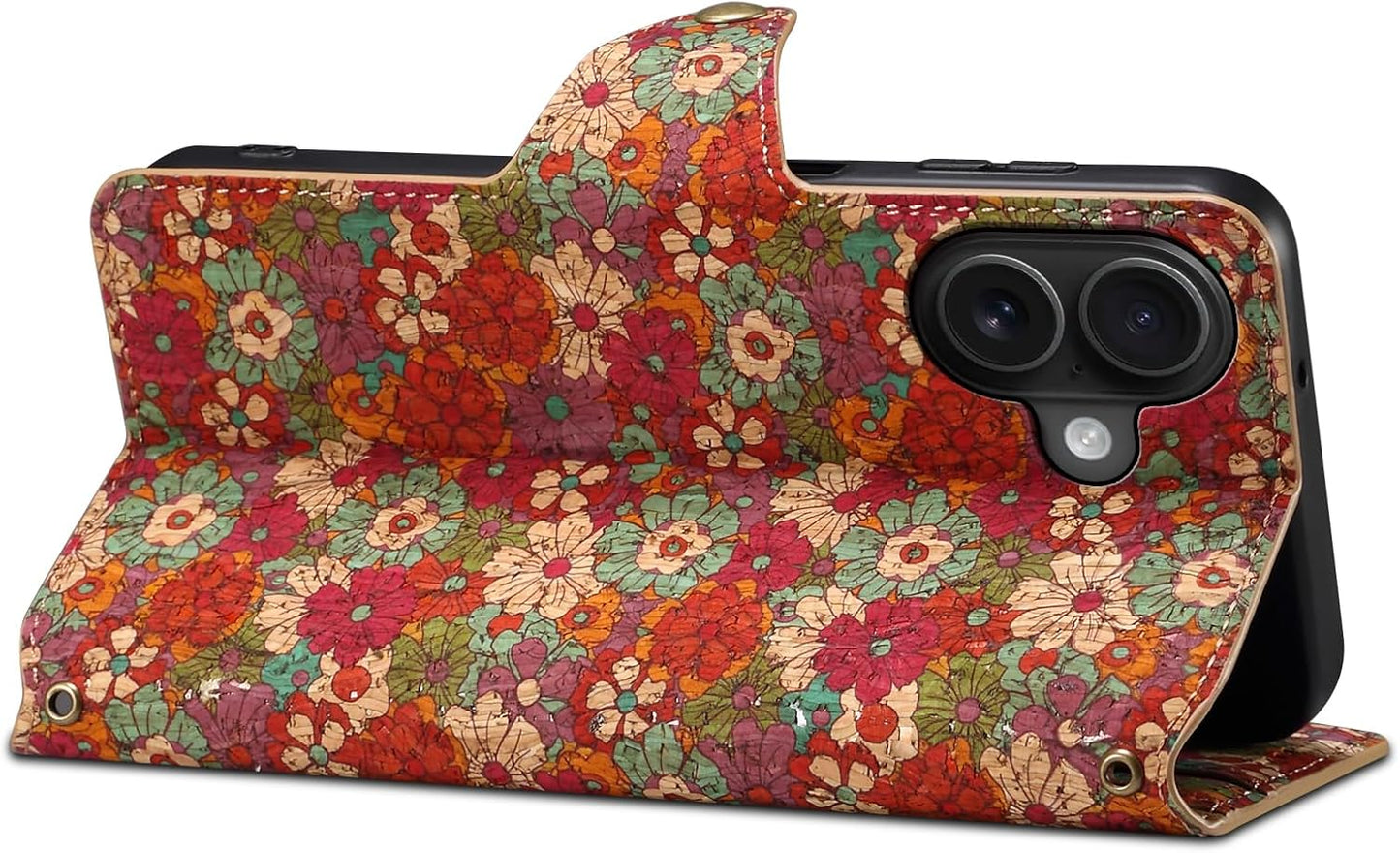 Retro Floral Pattern Phone Case for iPhone 16 Plus, Soft Touch Flip Stand Phone Case, Wallet Card Slot, Compatible with iPhone 16 Plus