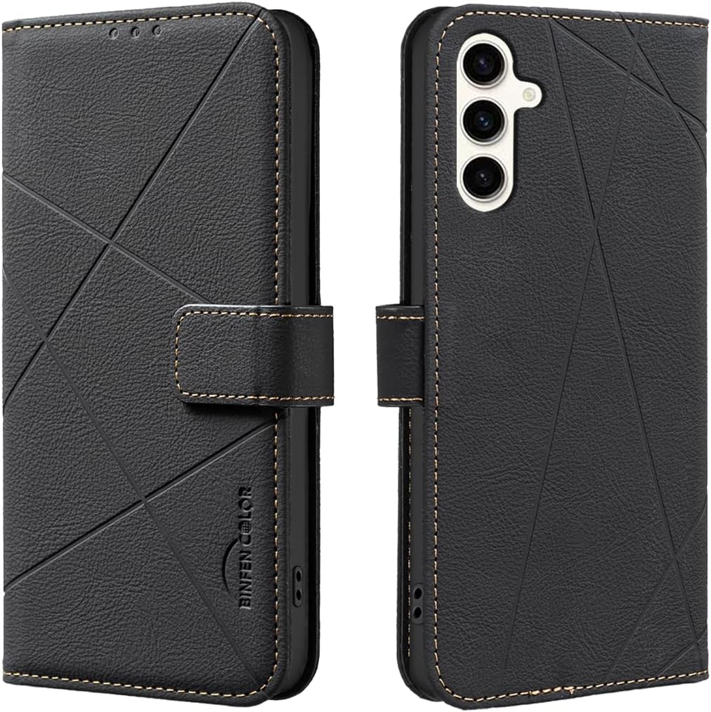 iTape Wallet phone case for Samsung Galaxy S24, RFID anti-theft wallet, pressed edge leather case flip cover stand Brown