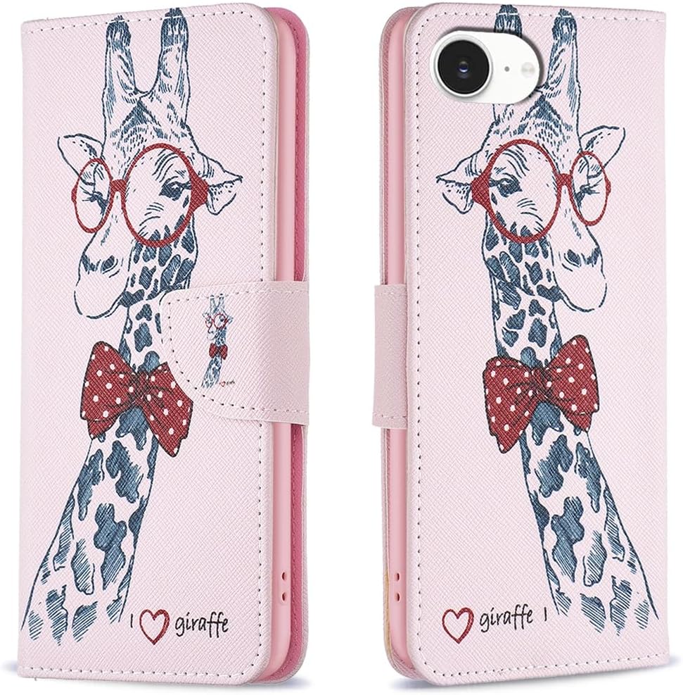 Painted phone case for iPhone 16E, magnetic closure wallet case, multiple card slots, wallet, flip cover, shockproof protection