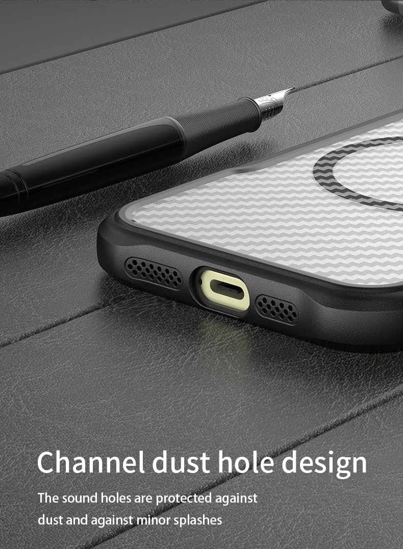 iTape Carbon fiber phone case for iPhone16 Pro, double-layer shockproof airbag anti-drop protective case, heavy-duty ultra-thin TPU shell, supports wireless charging Purple