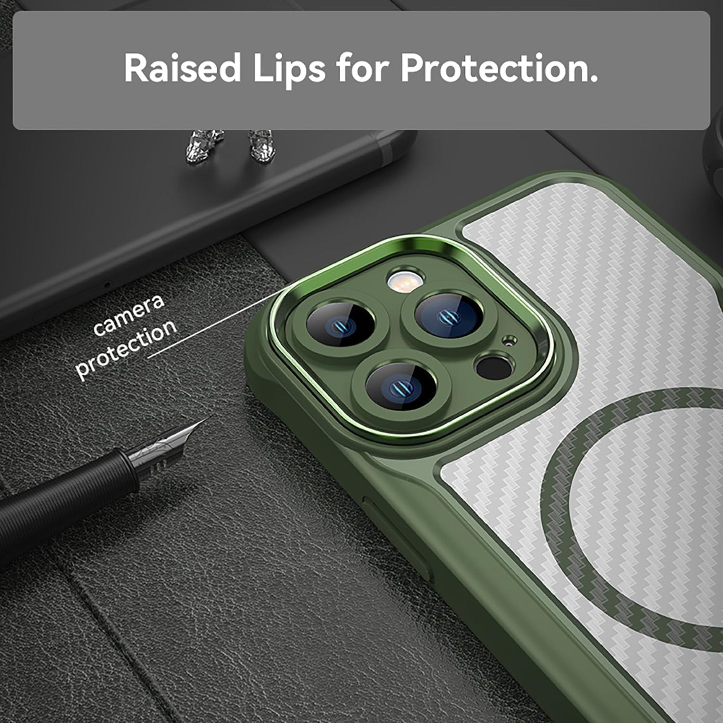 Magnetic carbon fibre case for iPhone 13 Pro max, support wireless charging, carbon fibre shockproof slim case Black