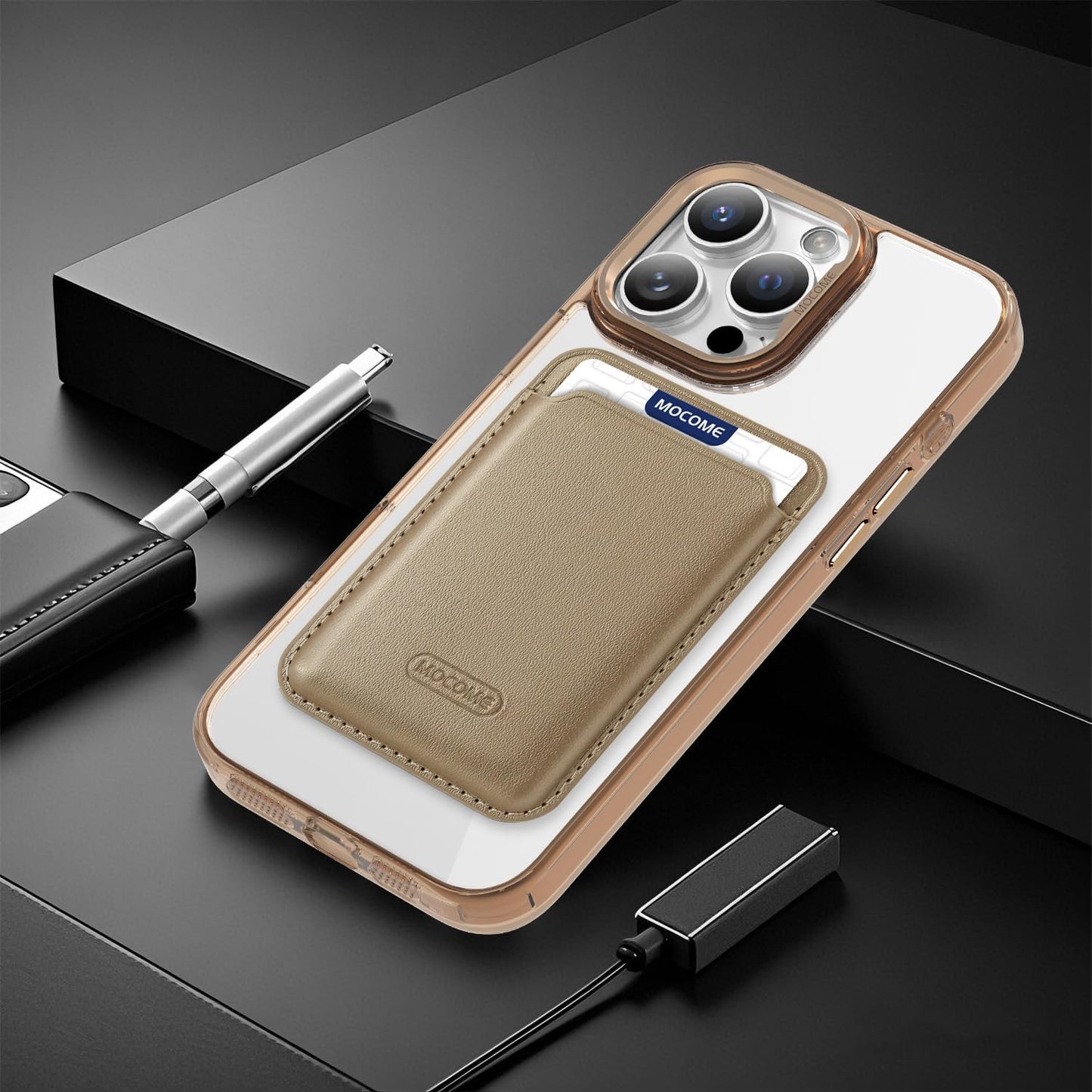 Magnetic transparent phone case for iPhone 16 Pro max, supports wireless charging, military-grade drop-proof, compatible with iPhone 16 Pro max Car magnetic bracket 2 in 1 magnetic card holder