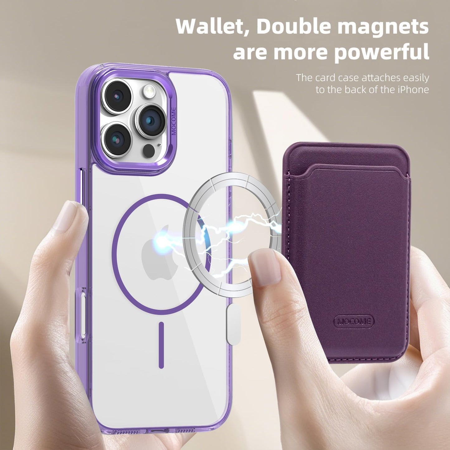 Magnetic transparent phone case for iPhone 16 Pro max, supports wireless charging, military-grade drop-proof, compatible with iPhone 16 Pro max Car magnetic bracket 2 in 1 magnetic card holder
