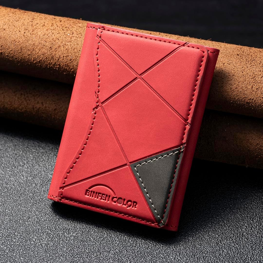 iTape Leather Magnetic Phone Wallet Compatible with Various Phone Models Android and iOS, Ultra-thin Trifold Wallet Card Holder Flip Stand Purple