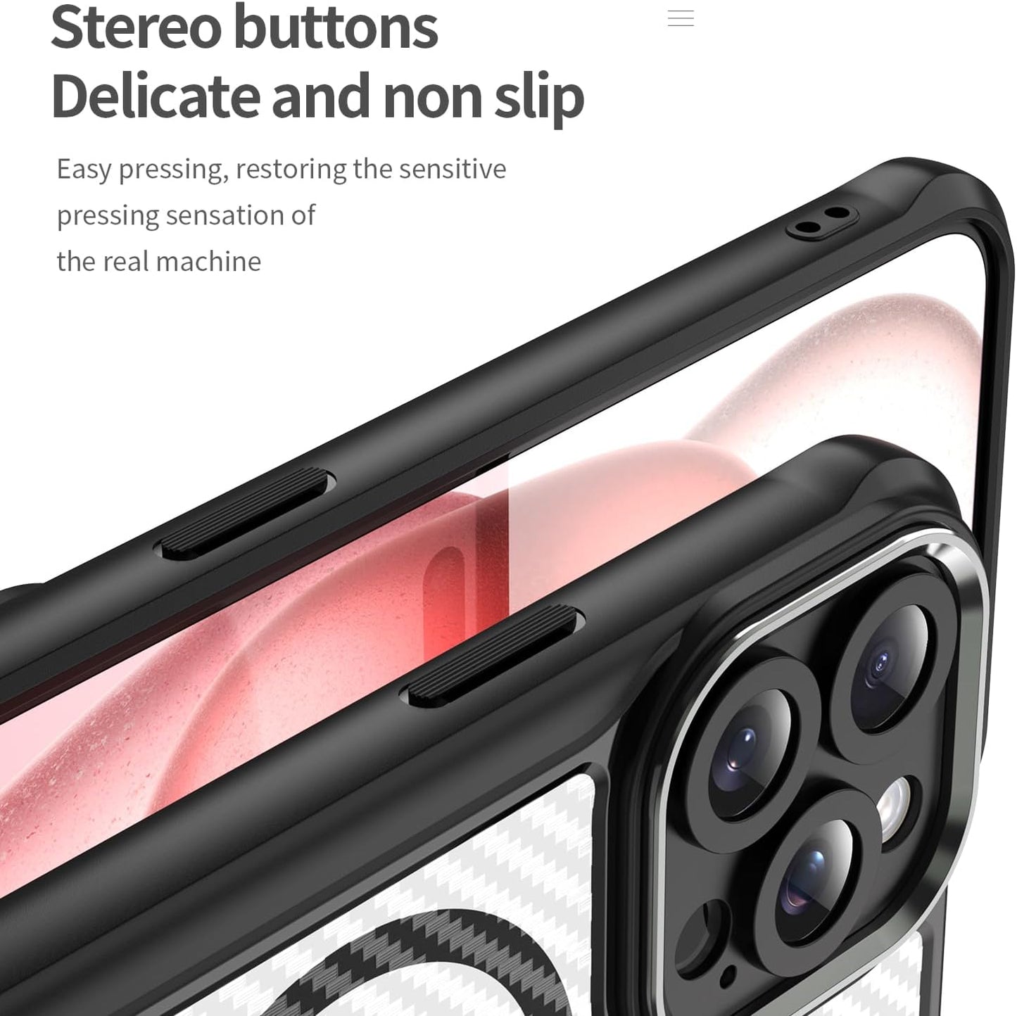 Magnetic carbon fibre case for iPhone 15 Pro max, support wireless charging, carbon fibre shockproof slim case Green