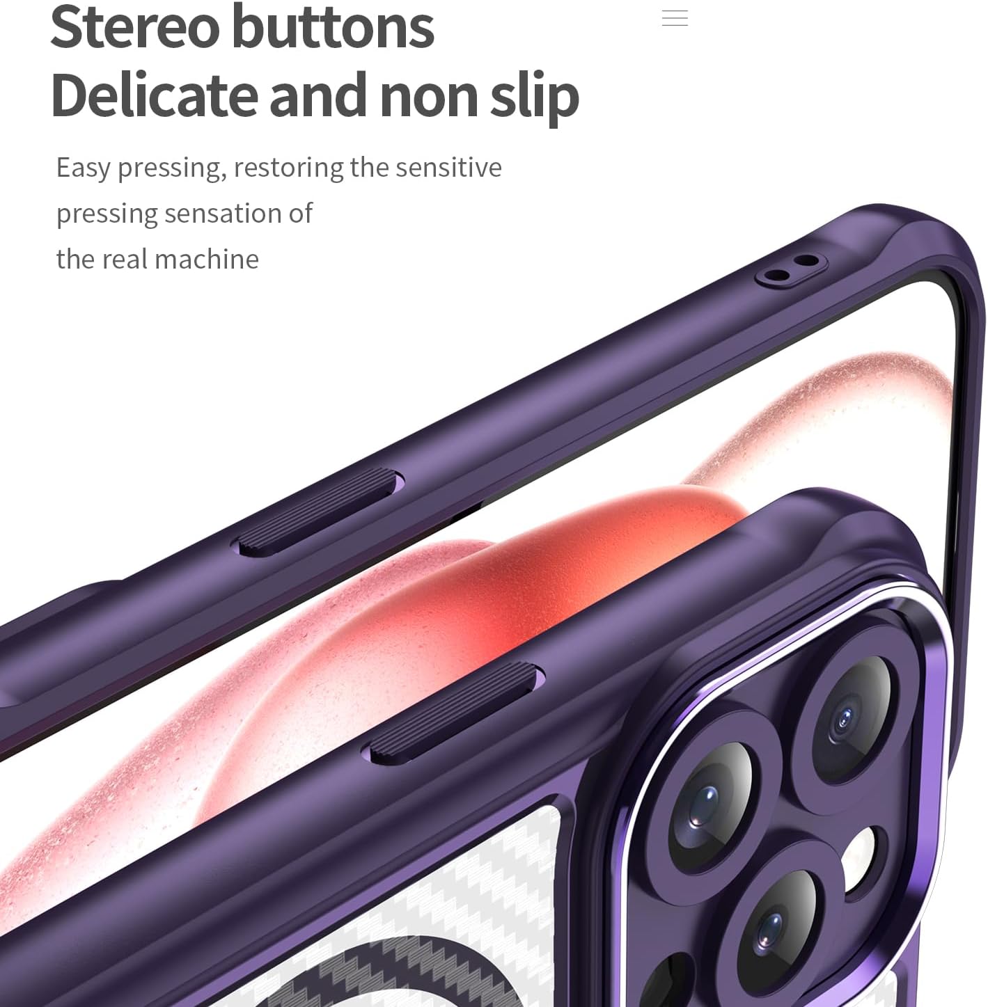Magnetic carbon fibre case for iPhone 15 Pro, support wireless charging, carbon fibre shockproof slim case Blue