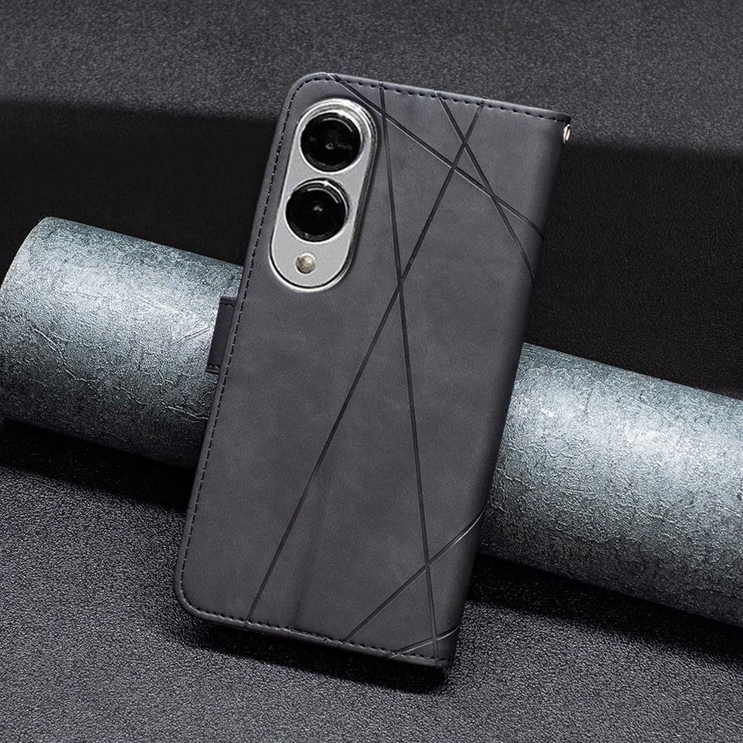 iTape Denim pebbled phone case for Samsung Galaxy S25 Edge, magnetic buckle wallet case, flip-top stand for shock protection Gray