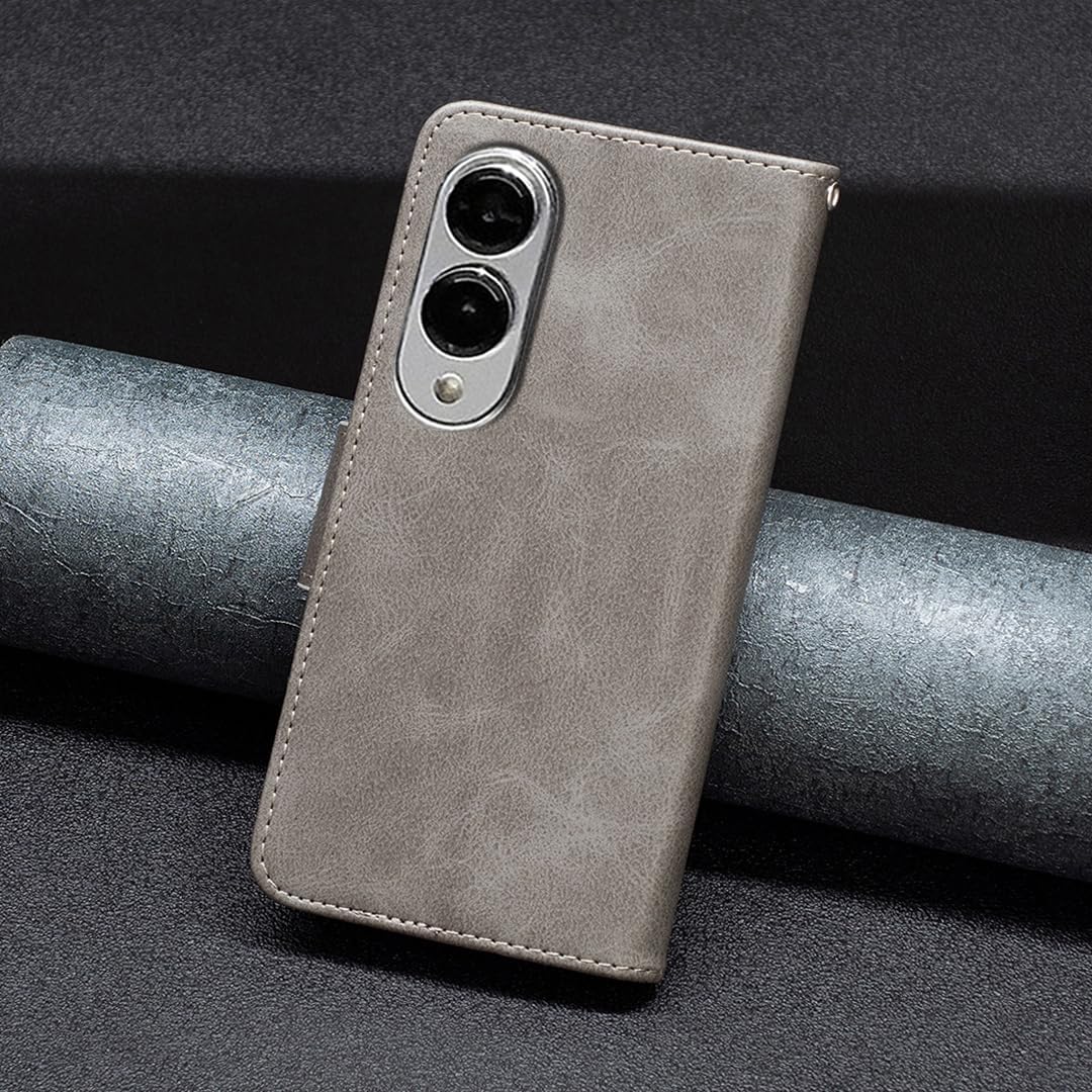 iTape Solid lambskin leather phone case for Samsung Galaxy S25 Edge, snap wallet style case, flip stand shock protection Brown