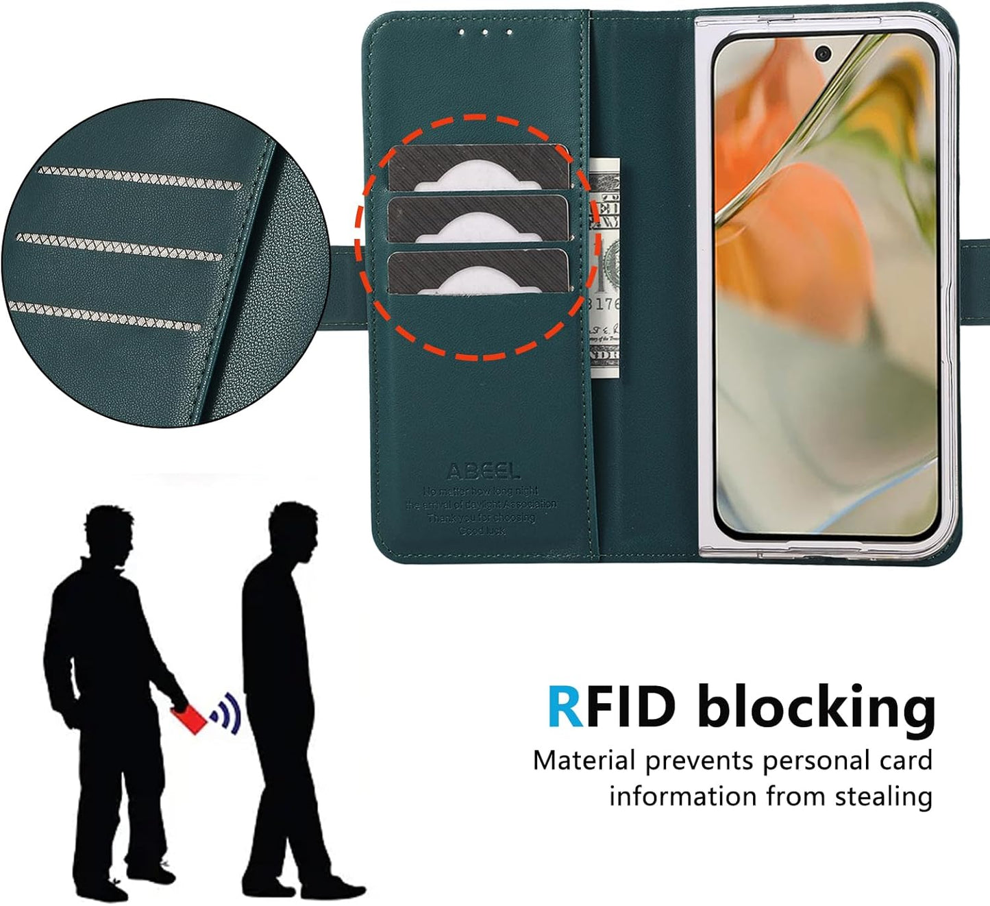 iTape Folding Magnetic Leather Case for Google Pixel 9 Pro Fold, RFID Anti-theft Wallet Phone Case, Multi-Card Slot Magnetic Flip Cover Holder Pink