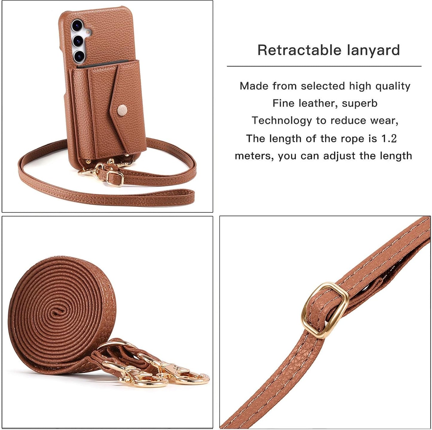 iTape Card Holder Wallet Phone Case for Samsung Galaxy A55, Shockproof Ultra-thin Phone Case, Makeup Mirror with Crossbody Strap Pink