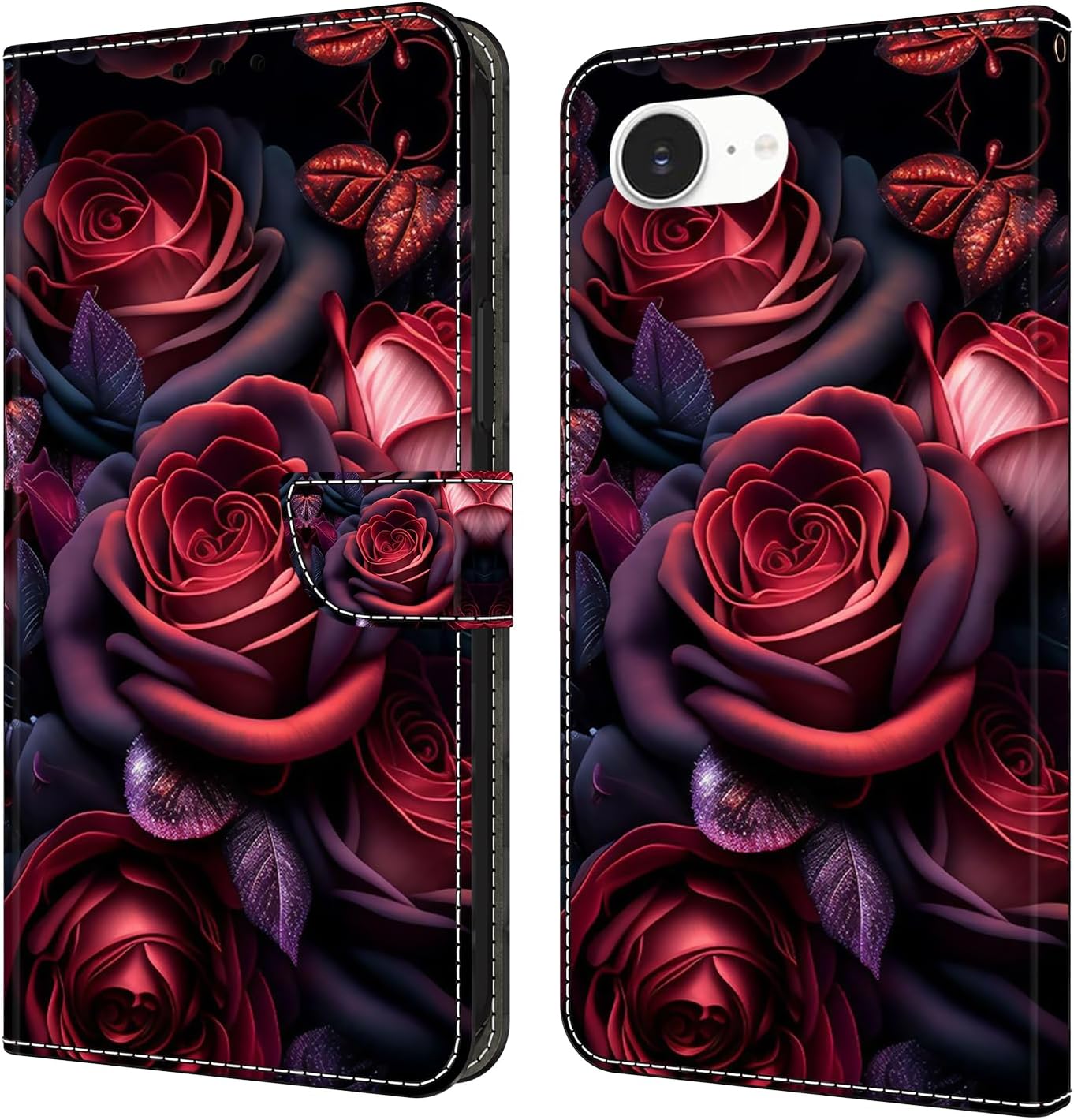 Graffiti wallet phone case for iPhone 16E, shockproof phone case, card slot wallet, flip stand phone case Mandala animal feather pattern