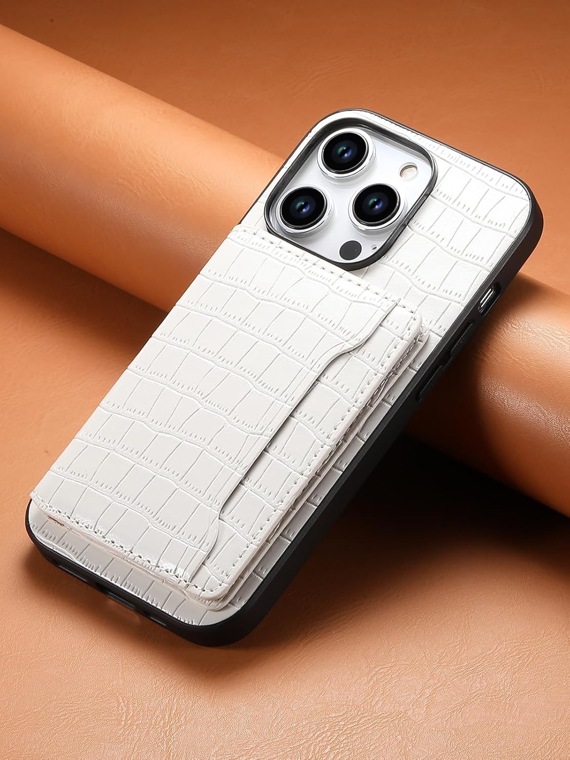 Crocodile pattern phone case suitable for iPhone 15 Pro max, magnetic card holder holder card slot phone case, Green