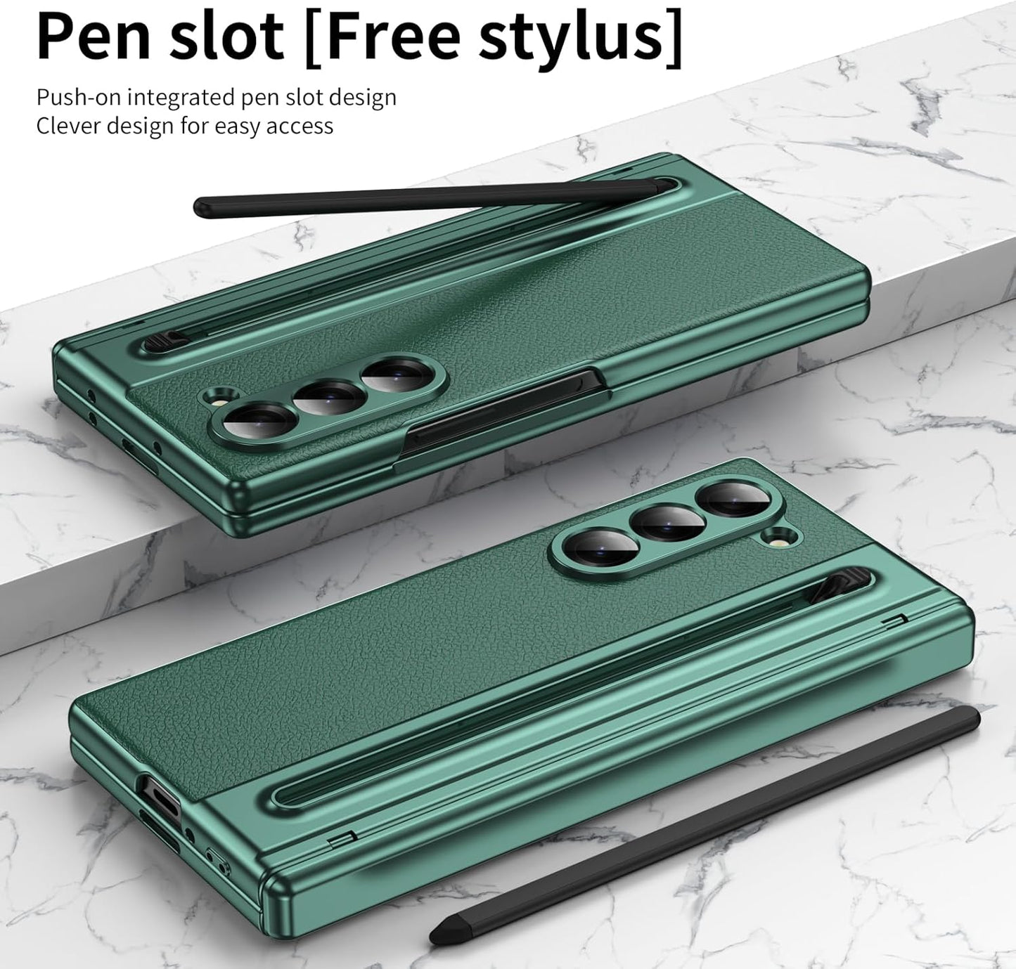 Lightweight phone case for Samsung Galaxy Z Fold6, hinged case supports wireless charging with lens protection, screen protector, complimentary stylus, drop-proof and fingerprint resistant