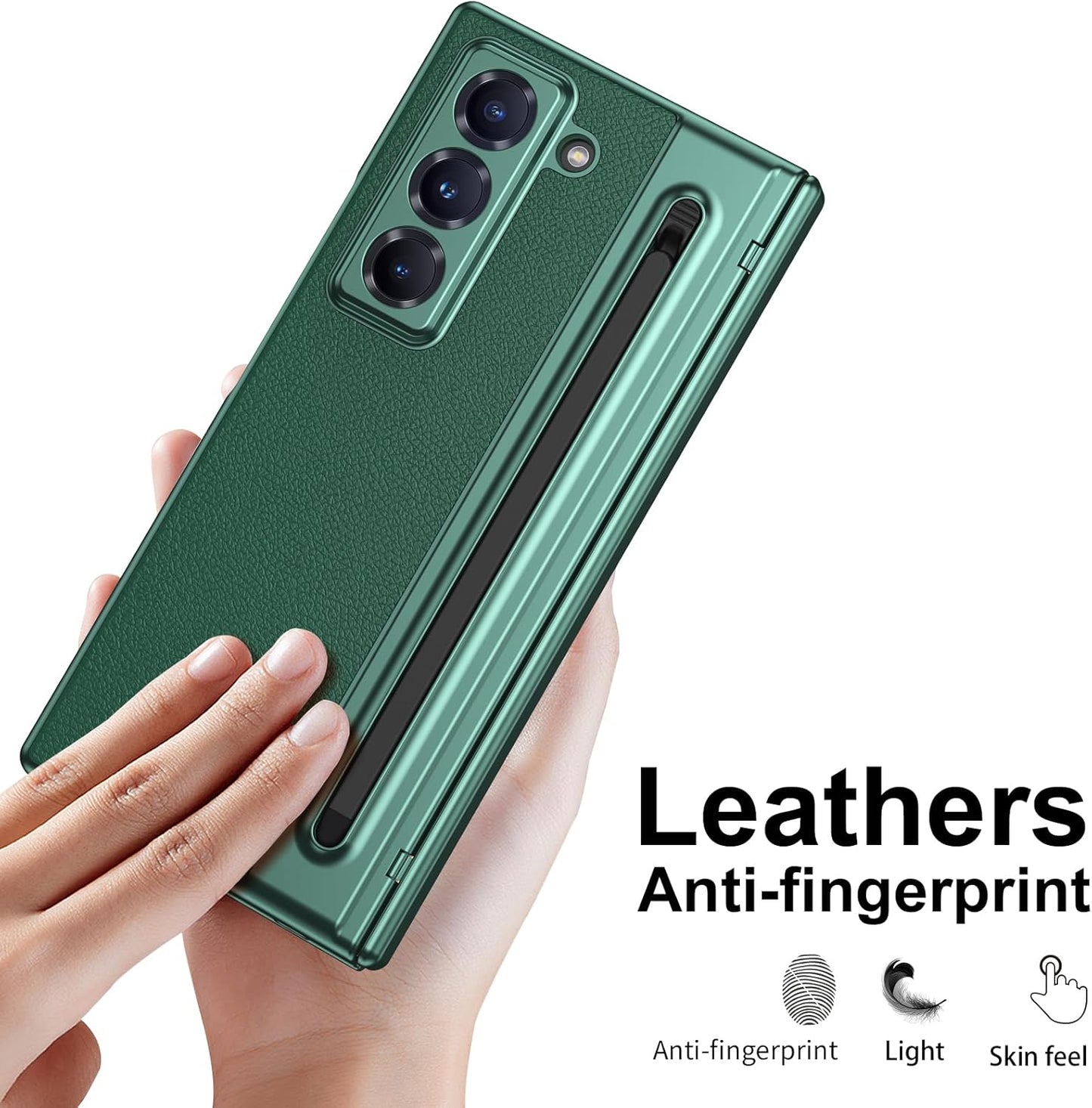 iTape Lightweight phone case for Samsung W25, hinged case supports wireless charging with lens protection, screen protector, complimentary stylus, drop-proof and fingerprint resistant Gold