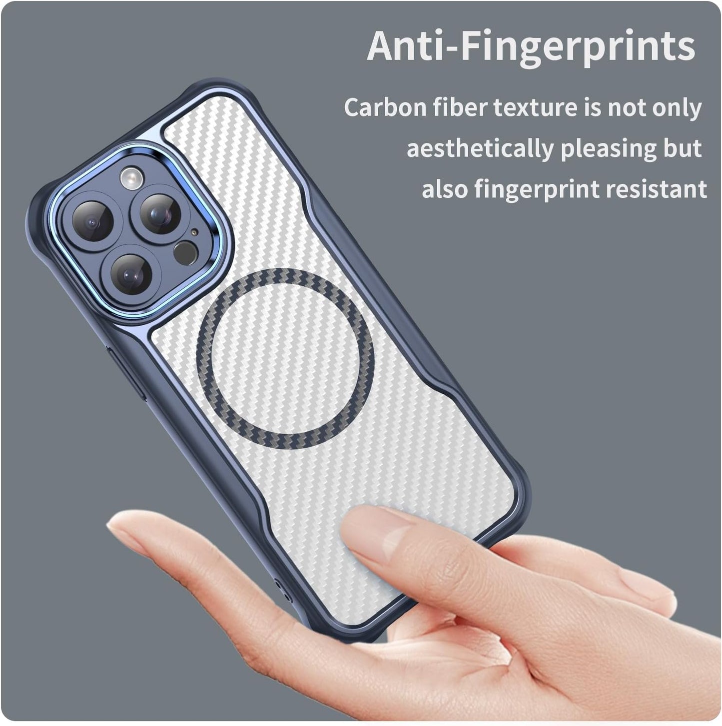 Magnetic carbon fibre case for iPhone 15 Pro max, support wireless charging, carbon fibre shockproof slim case Green